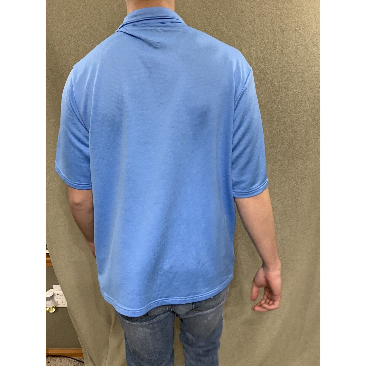 Nike Mens Large Golf Polo Blue Short Sleeve Shirt Dri Fit