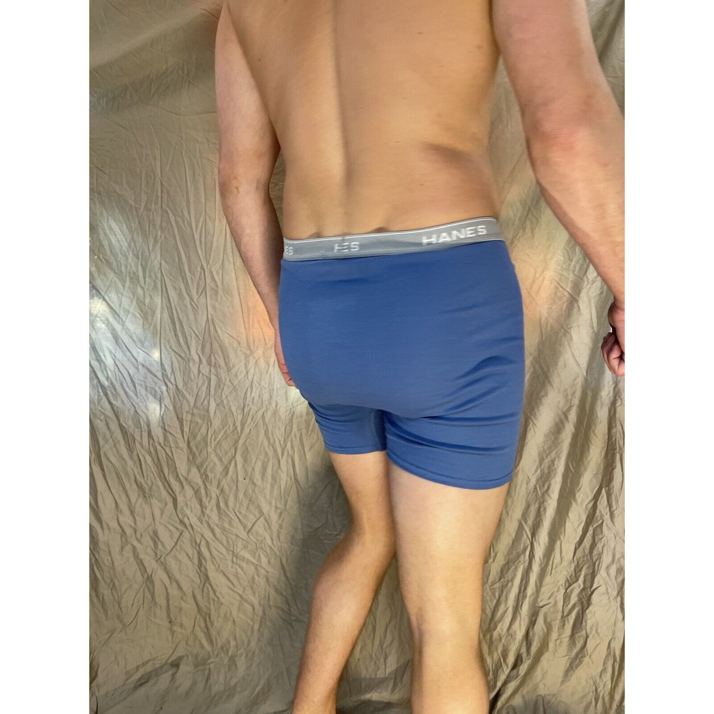 men's hanes Steel Blue boxer brief comfort flex large