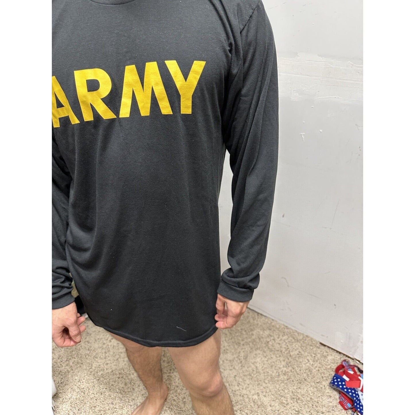 Men’s Black Medium Army Long Sleeve Apfu Fitness Uniform