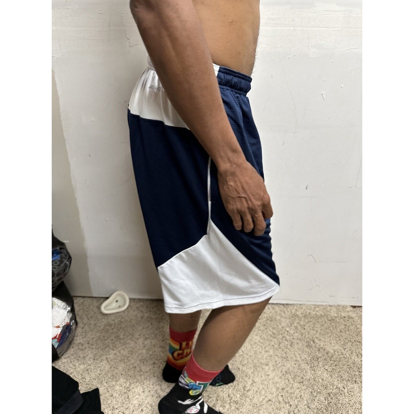 Men’s Nike Dri Fit Large Athletic Shorts Dri-fit Blue White With Pockets
