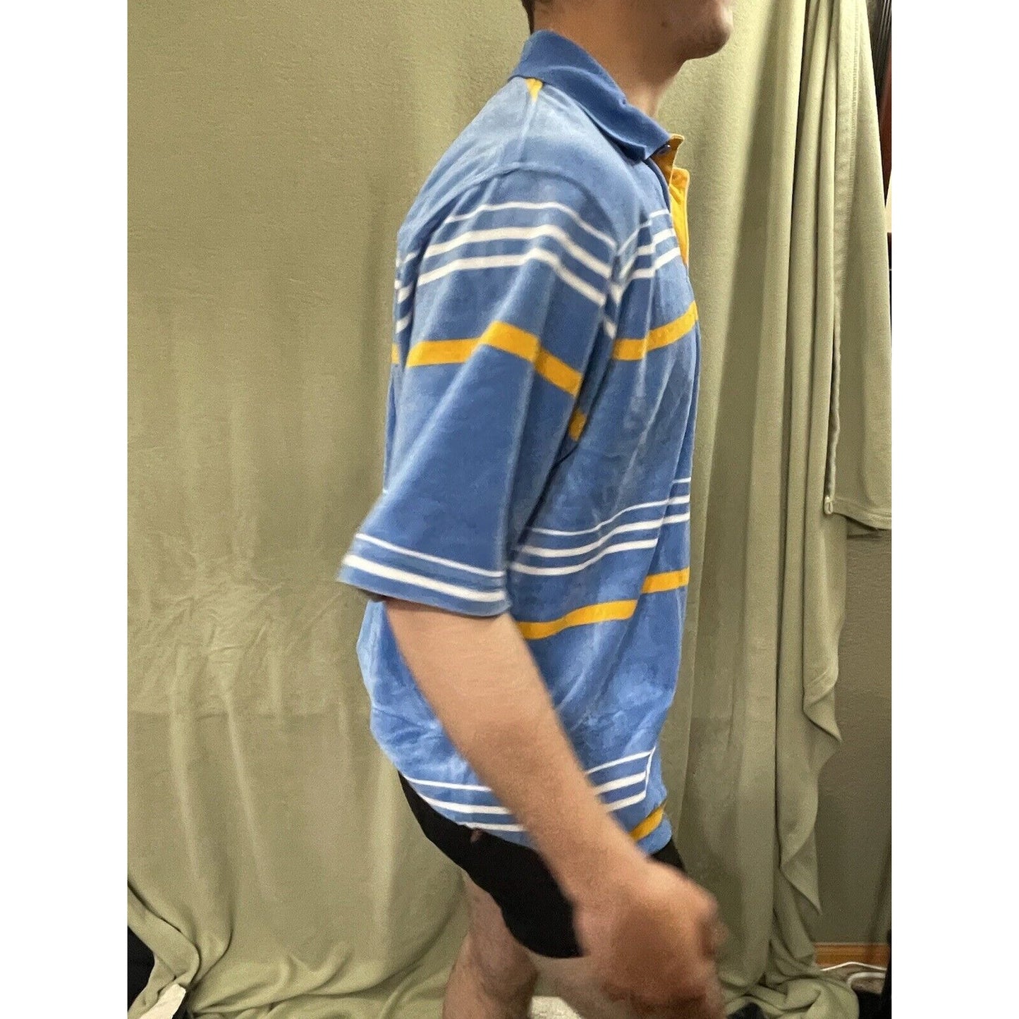 Men’s Medium Ecko Unltd Striped Blue Polo Shirt Very Soft Feel