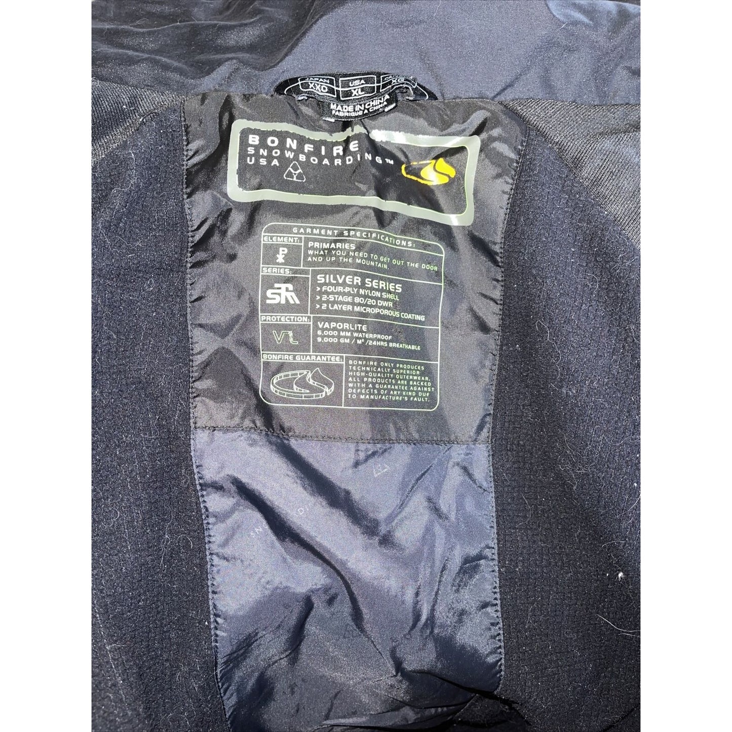 men's bonfire snowboardinf blue snow jacket silver series vaporlite XL