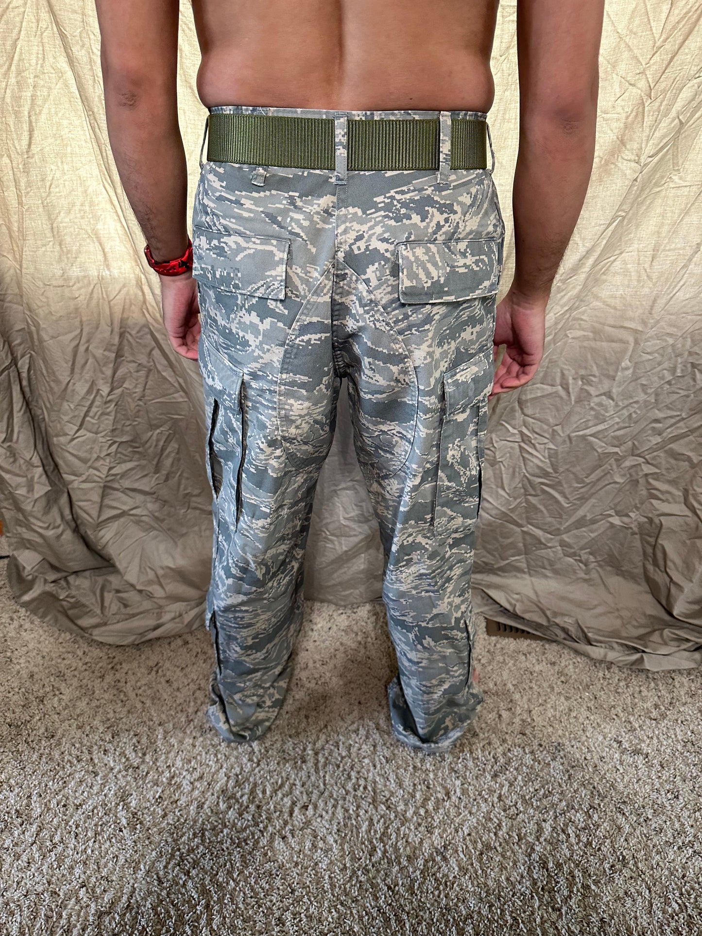 Men’s 30R Abu airman battle uniform USAF civil air patrol pants with olive green belt included