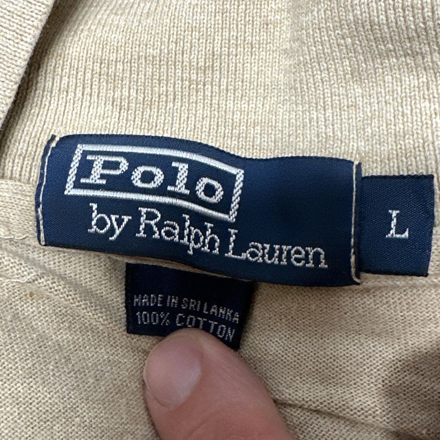 Men’s Tan Polo By Ralph Lauren Long Sleeve Large Long Sleeve Pullover Shirt