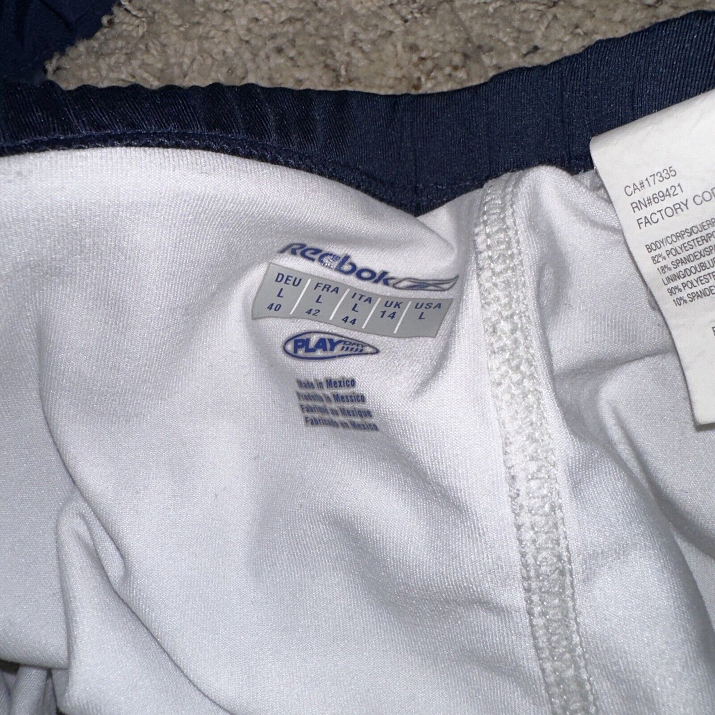 Men’s Large Reebok Play Dry Dark Blue Shorts With Pockets
