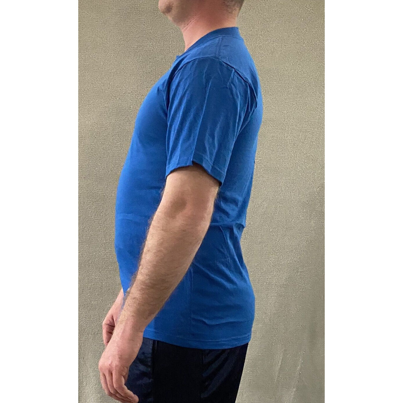 The Cotton Exchange Men’s Medium Plain Solid Blue Cotton T-shirt