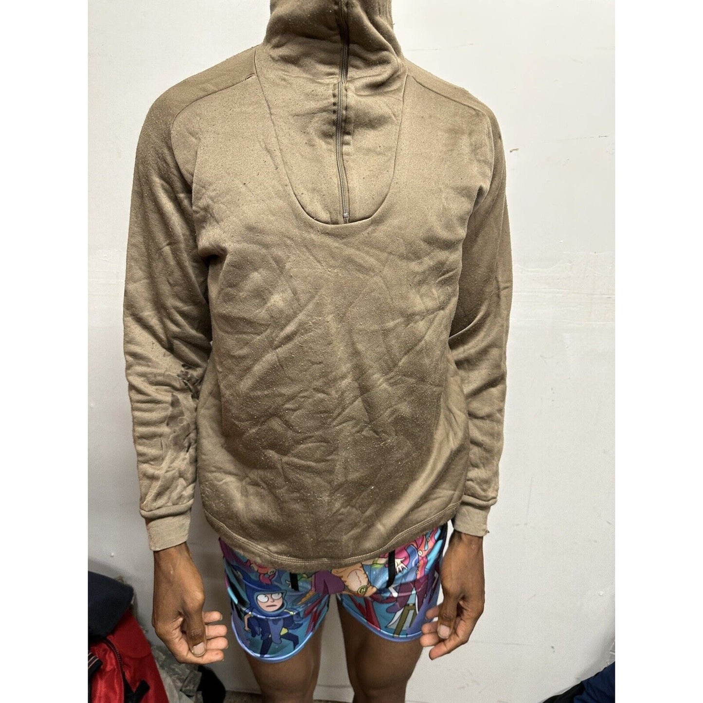 Men’s Tan Military Long Sleeve Medium Cold Weather Polypropylene 1/4 Zip