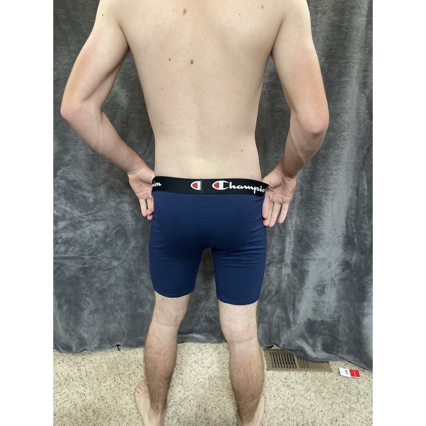 men's dark blue champion medium red lines boxer brief