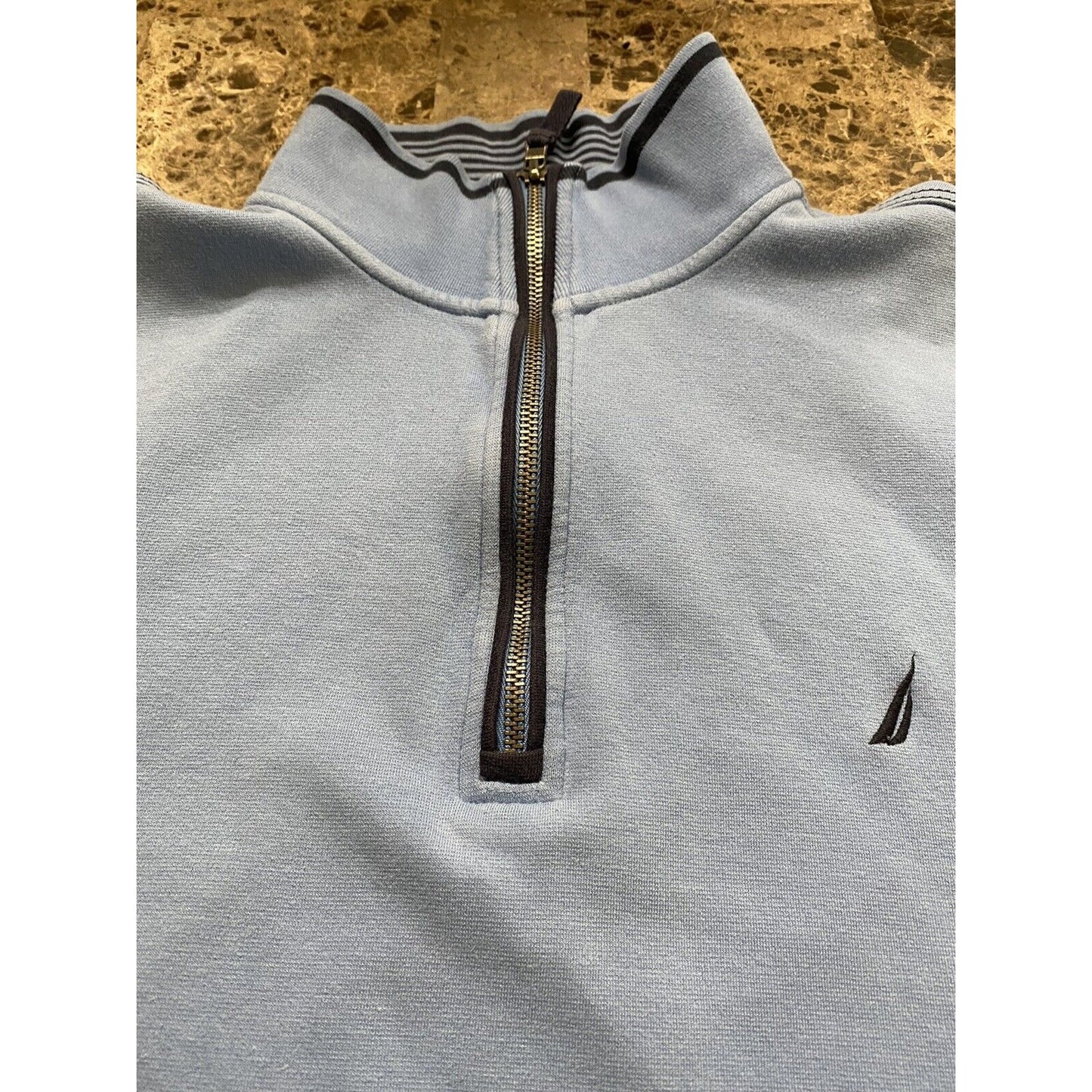 Nautica Men's XL Sky Blue 1/4 Zip Long Sleeves Pullover Sweater