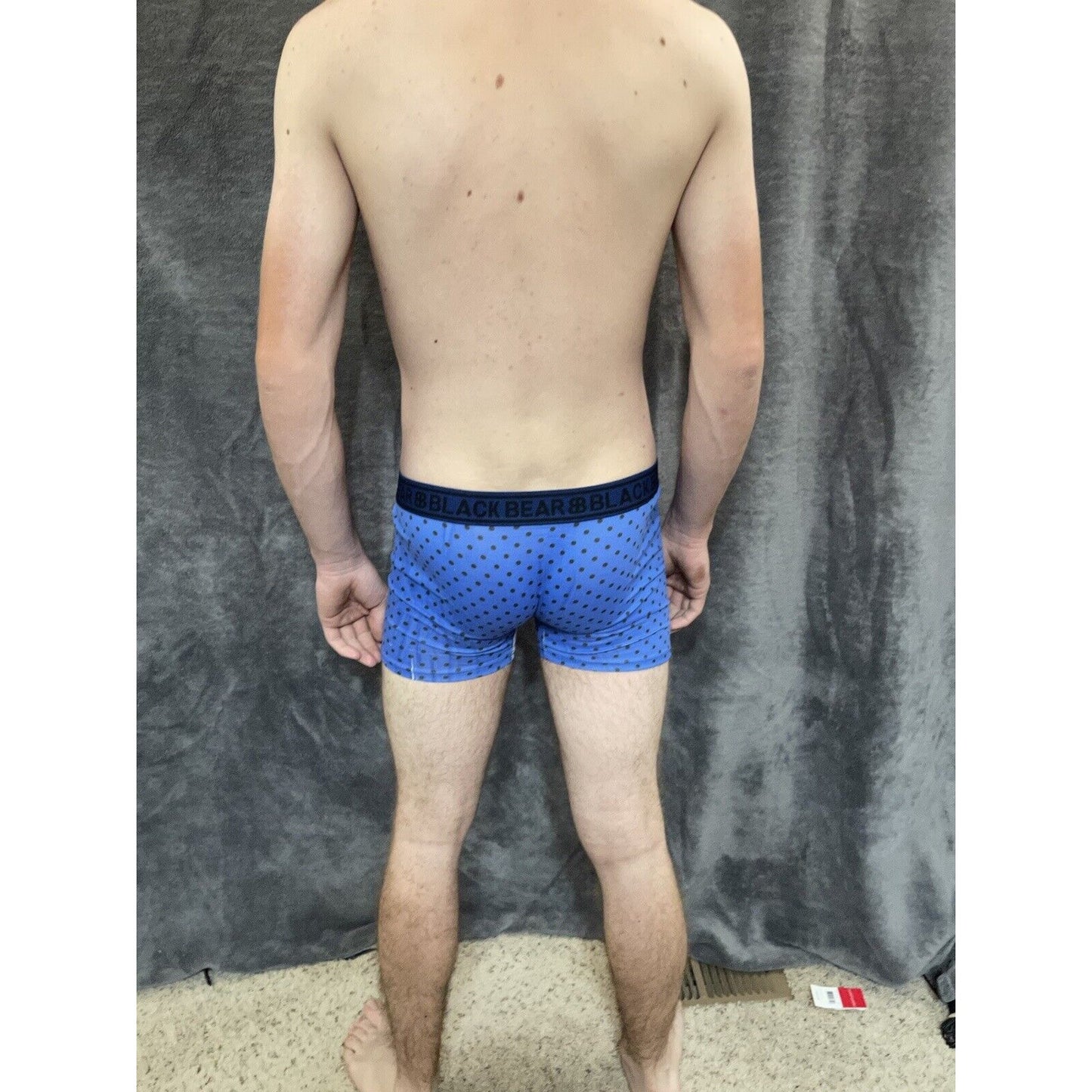 men's medium athletic trunk style black bear boxer brief Blue Polka Dots