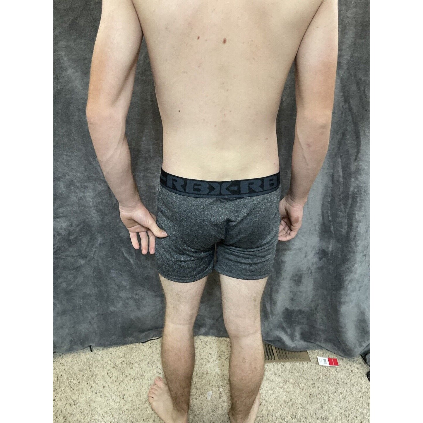 men's rbx Gray black Band large 10% spandex compression boxer briefs