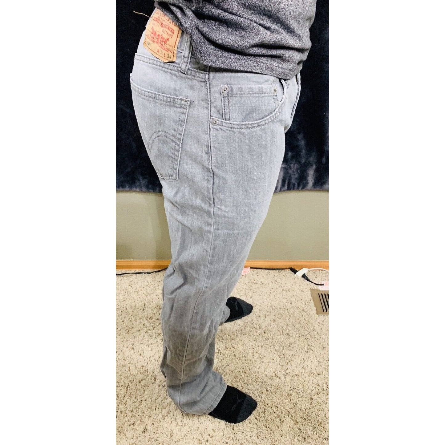 Men’s LEVI STRAUSS 505 Jeans Gray Straight Fit 34x34