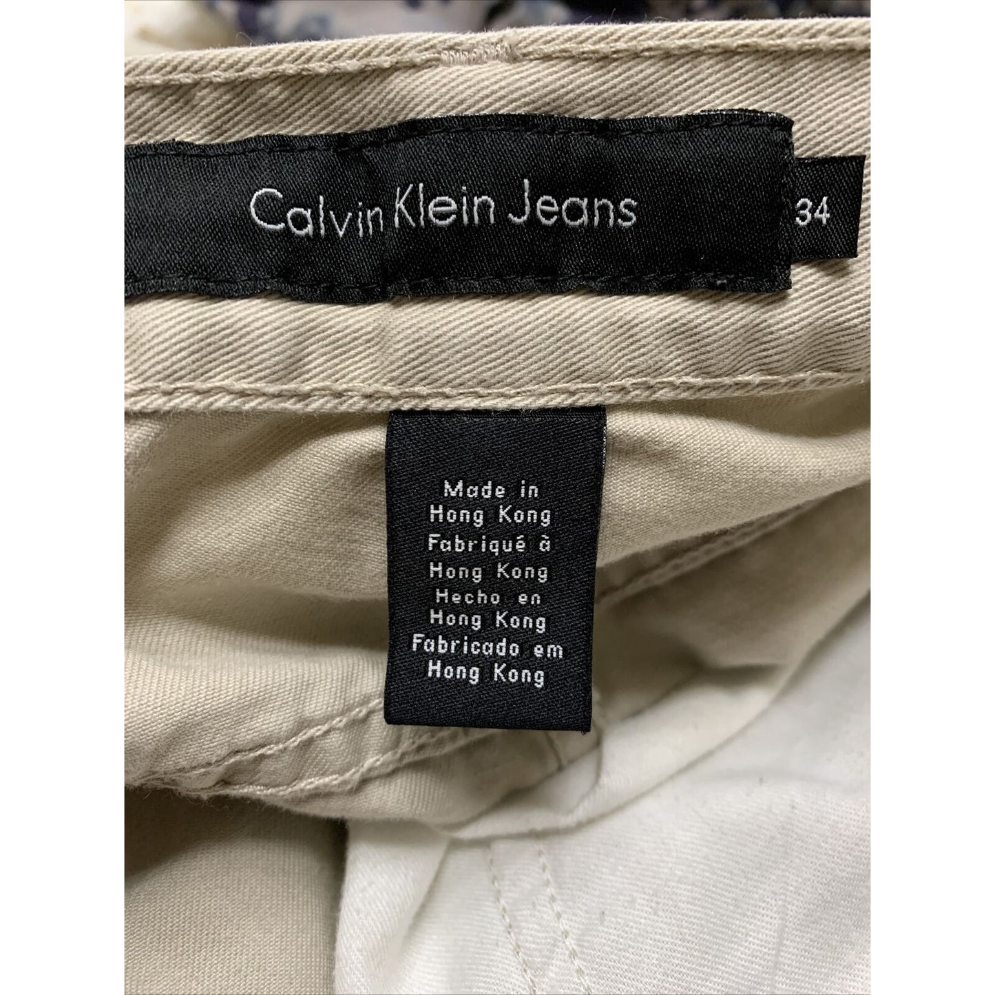 Men's CALVIN KLEIN Straight Jeans tan khaki SIZE 34 x 30 inseam Denim