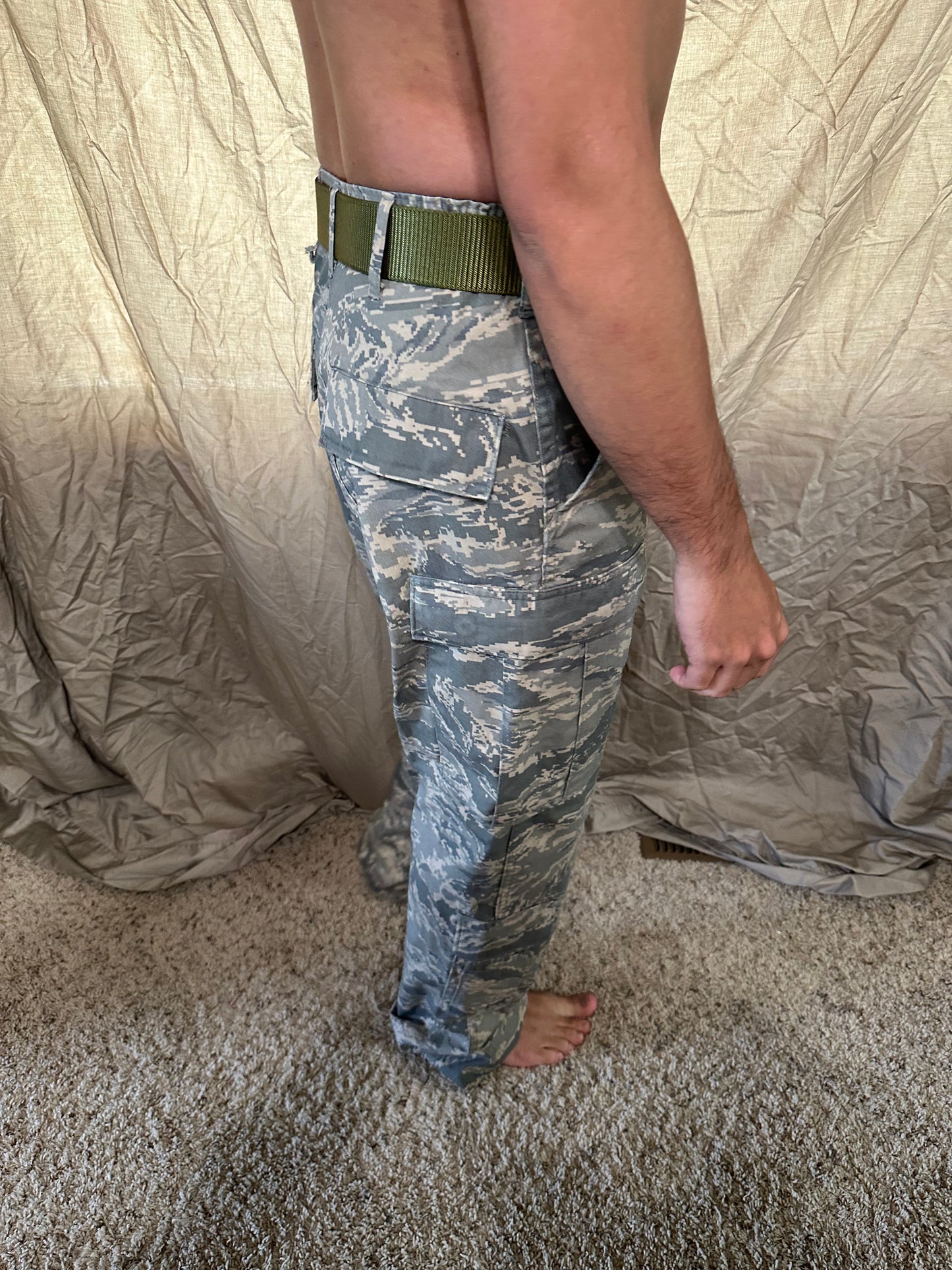 Men’s 30R Abu airman battle uniform USAF civil air patrol pants with olive green belt included