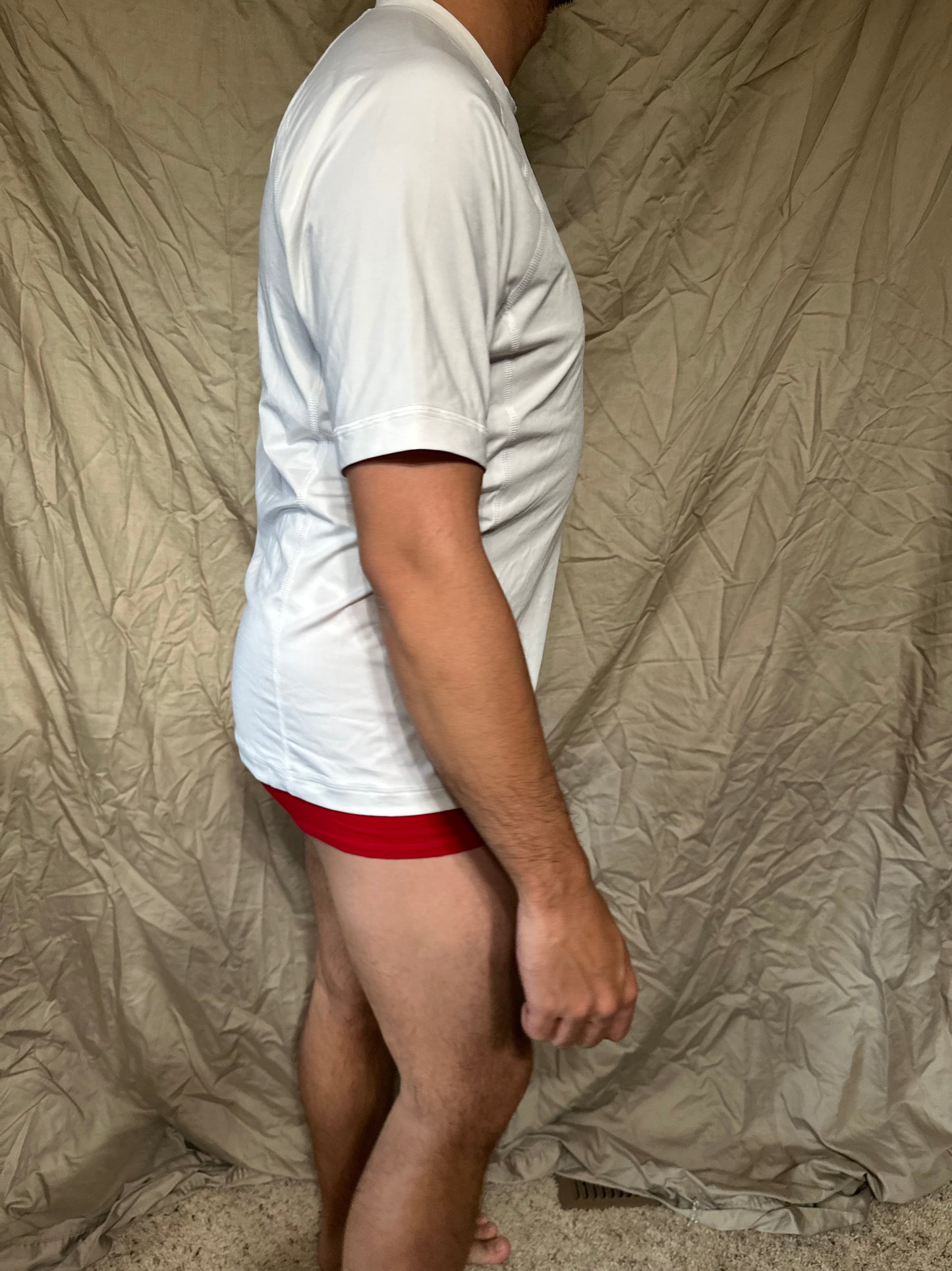 Men’s white lands end size small compression shirt short sleeve