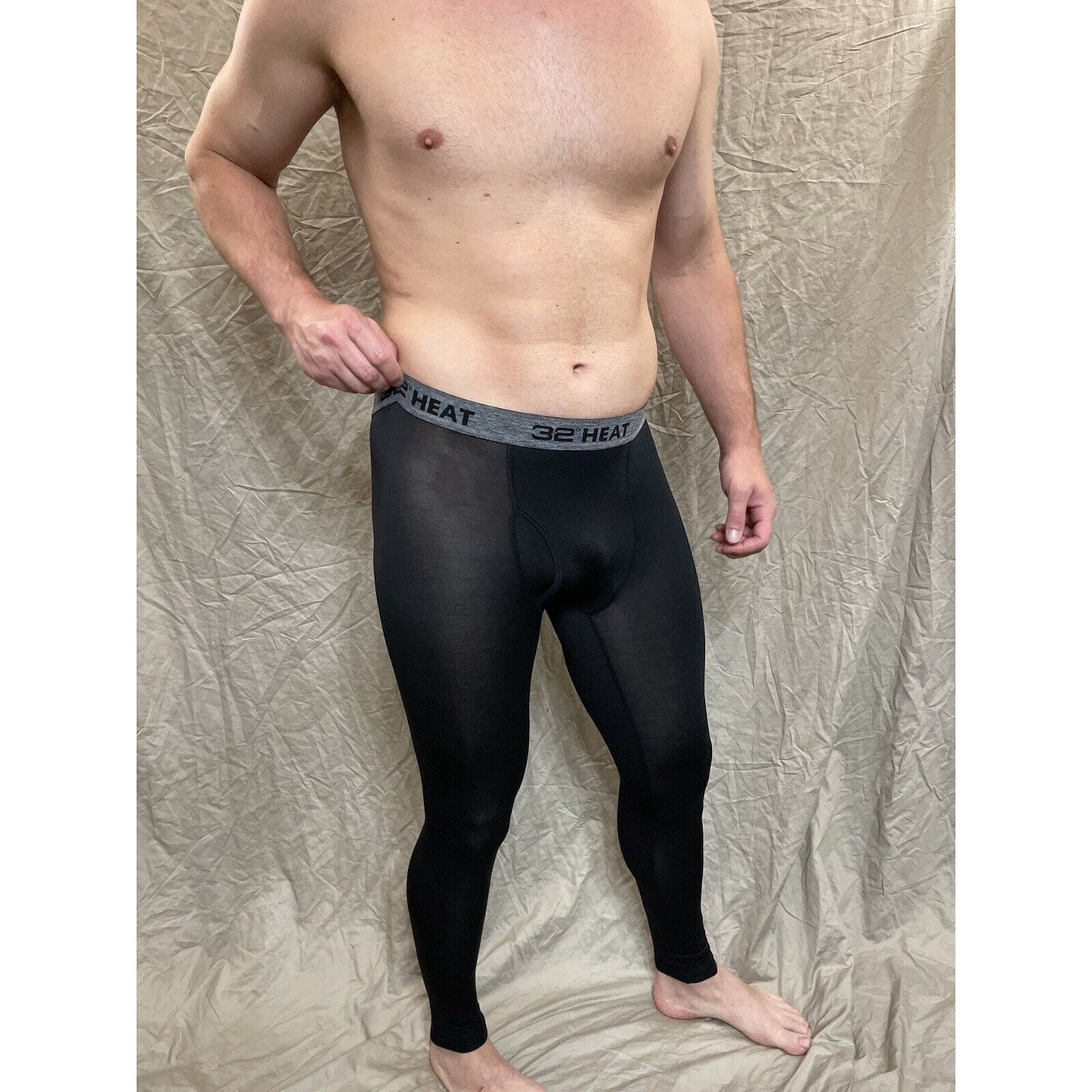 men's 32 degree heat black base layer long underwear leggings small