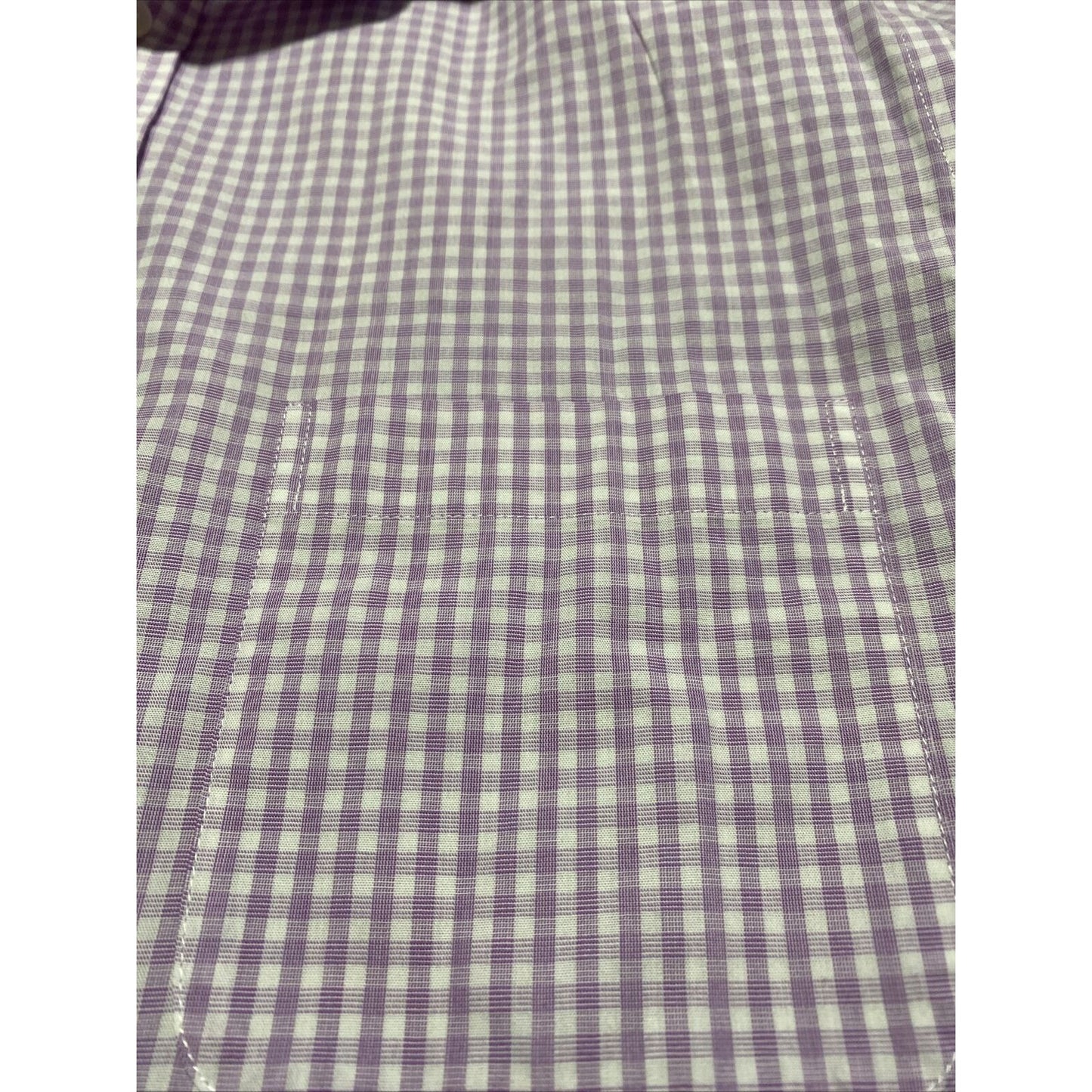 Stafford Travel Easy-care Broadcloth Mens Sz 16 Lilac Plaid Checks Long Sleeves