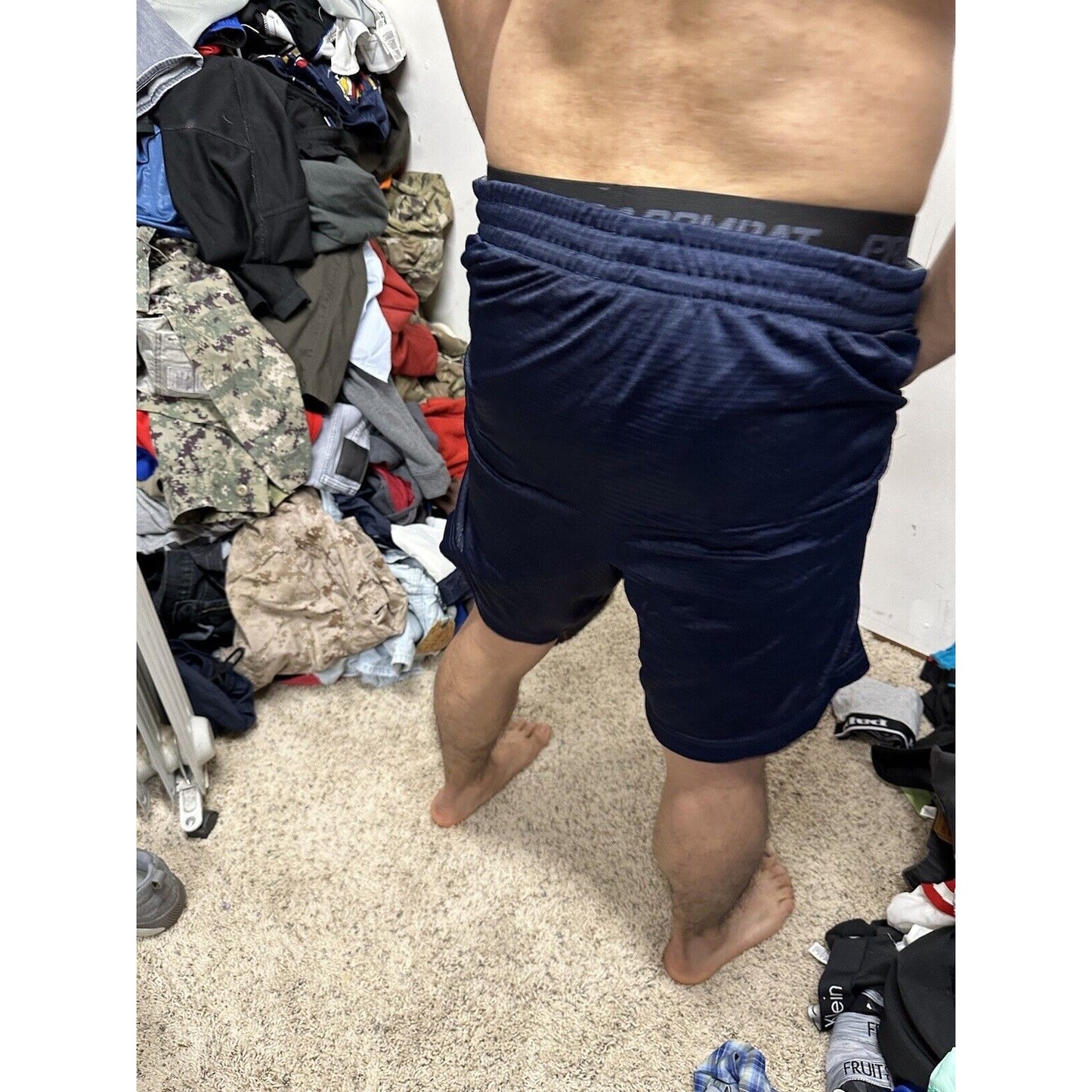 Men’s Dark Blue Starter Large Athletic Shorts With Pockets