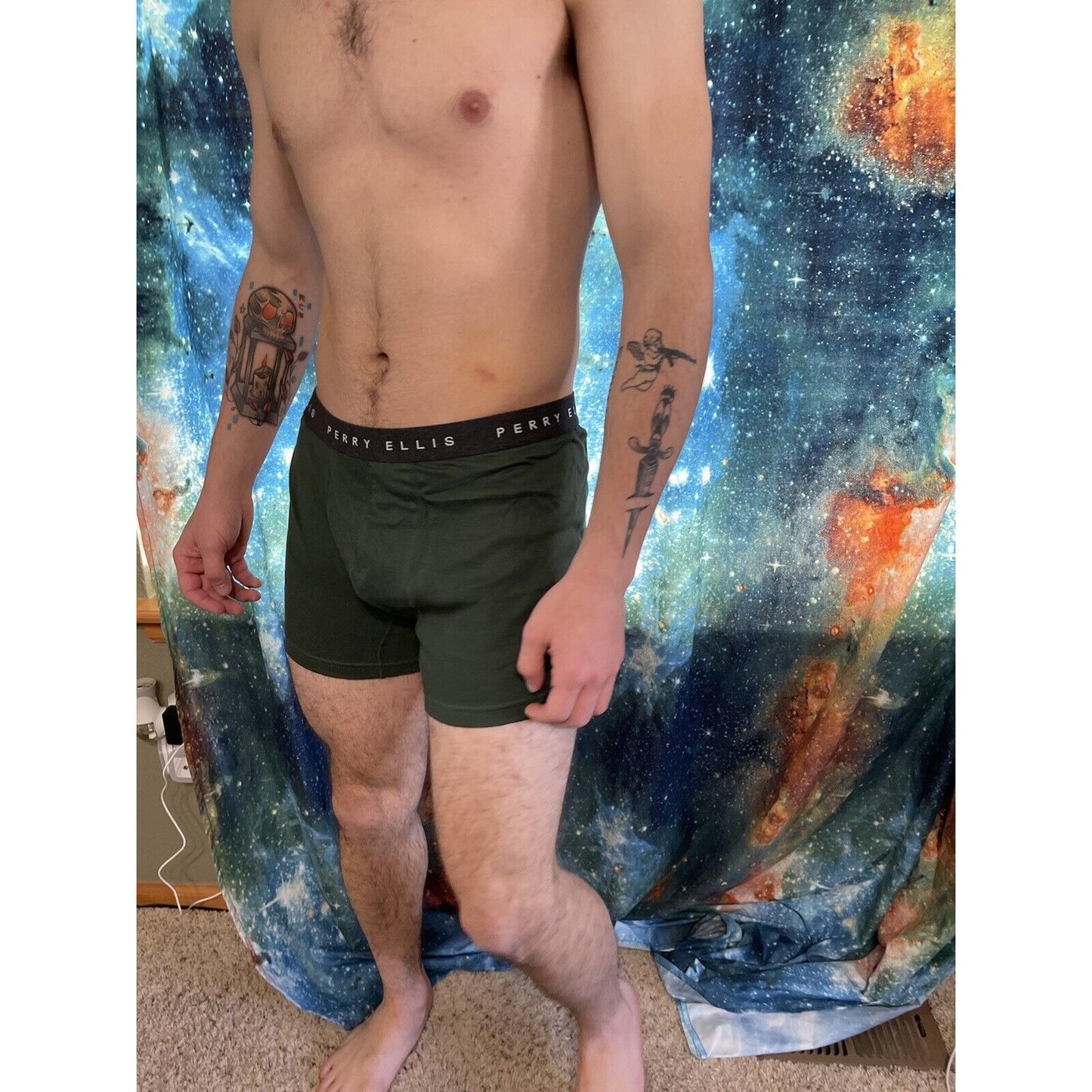 men's perry ellis portfolio green compression shorts large New And Unworn