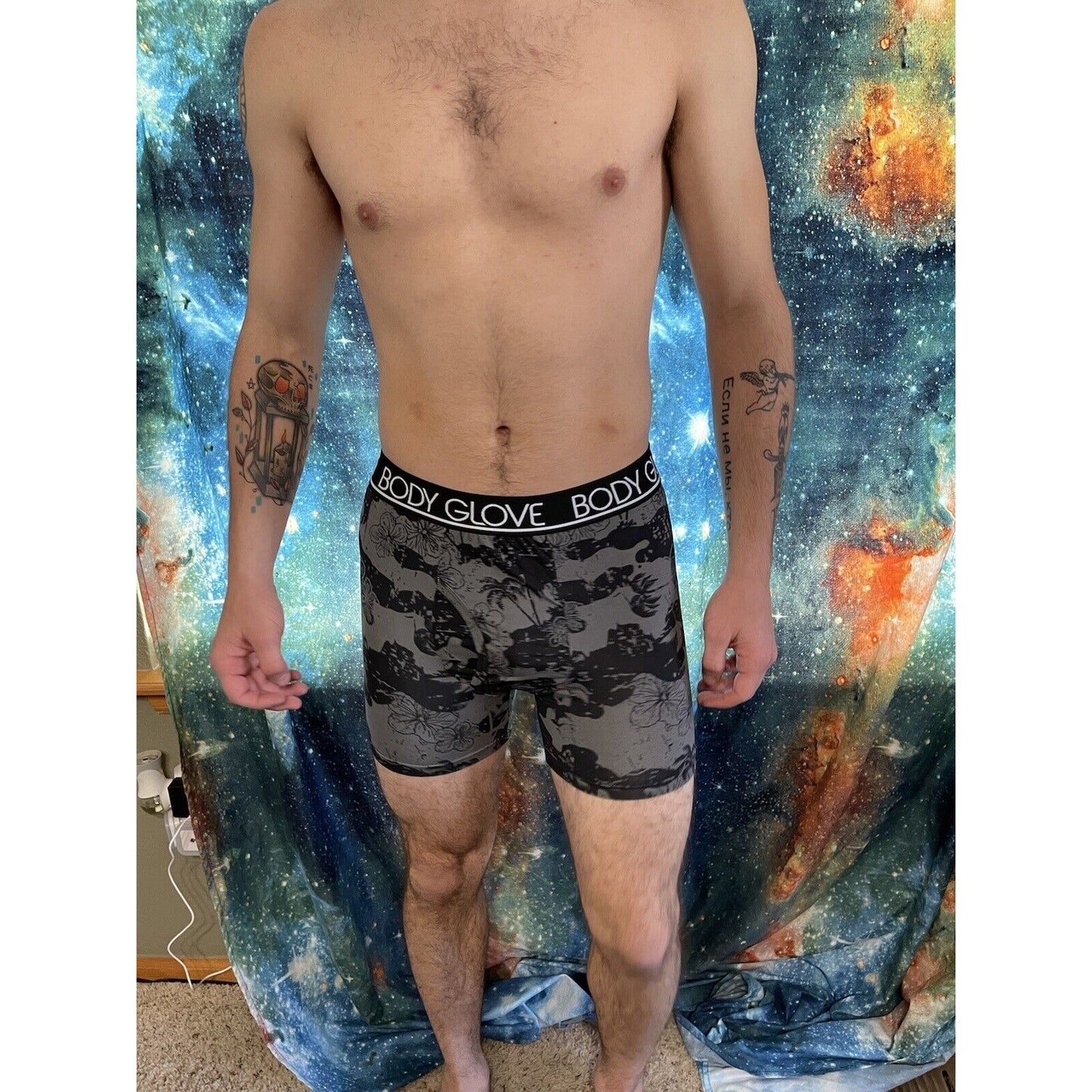 men's body glove black floral medium compression shorts New And Unworn