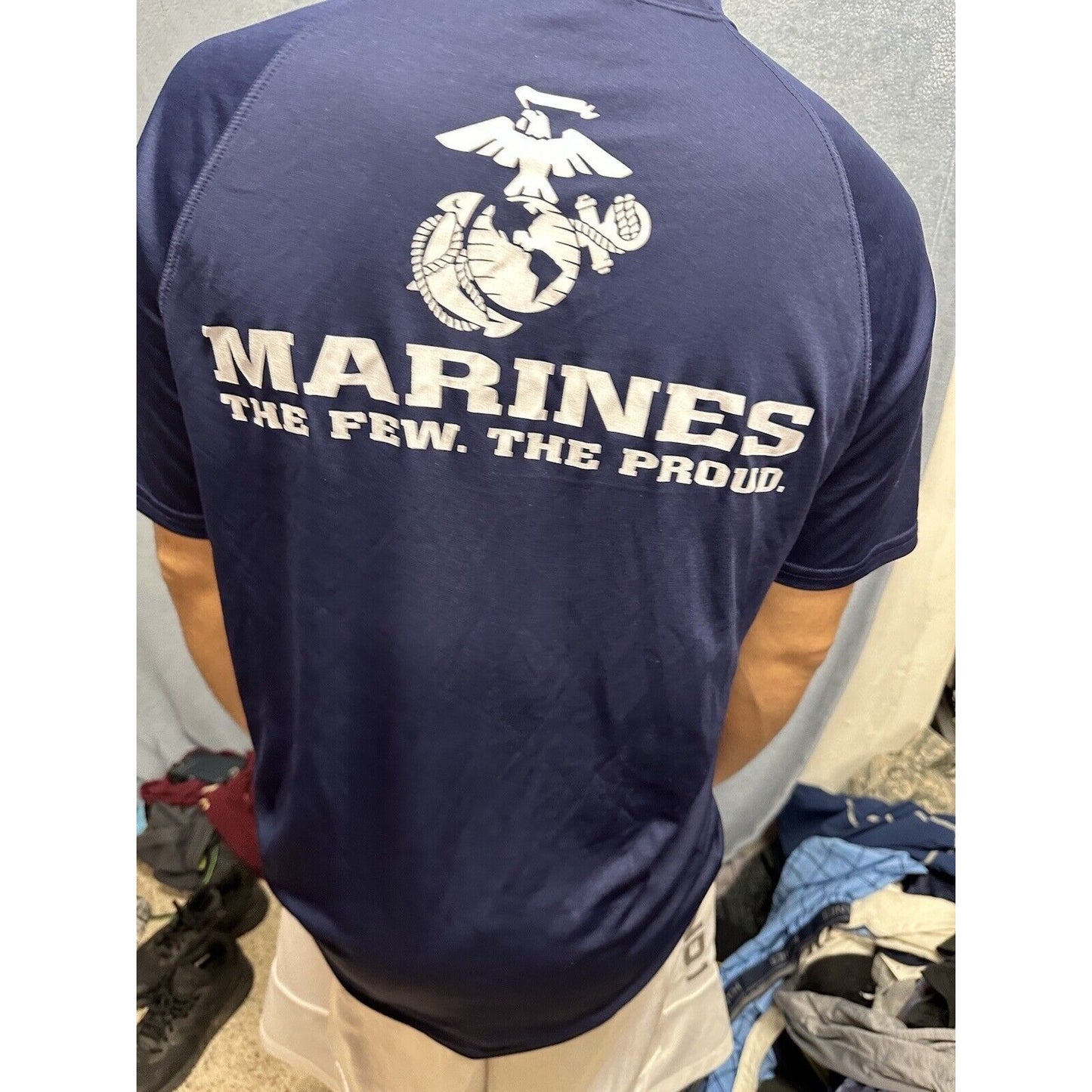 Men’s Athletic Dark Blue Large Marines Compression Tshirt