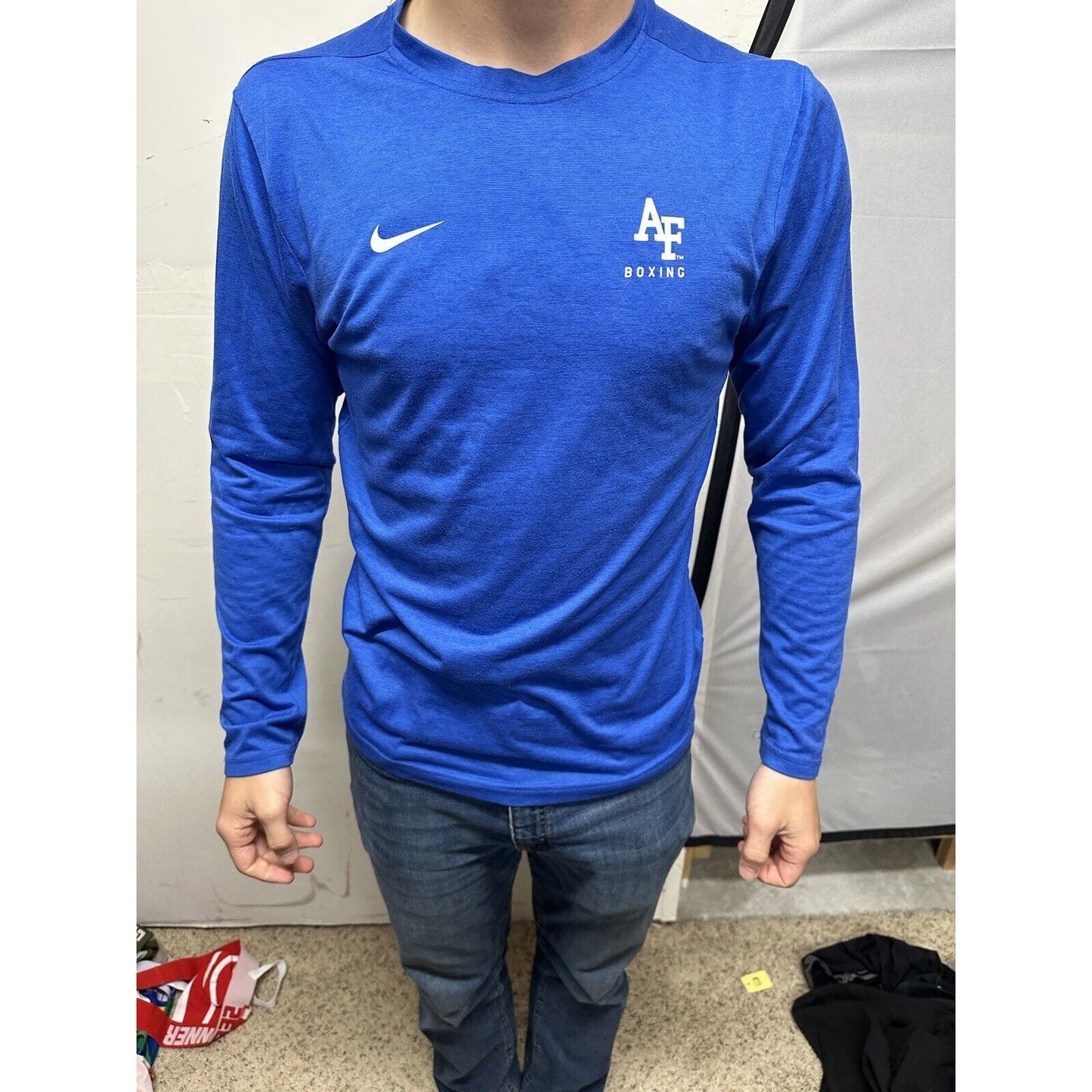 Men’s Long Sleeve USAFA Air Force Academy Boxing Blue Nike Shirt Small