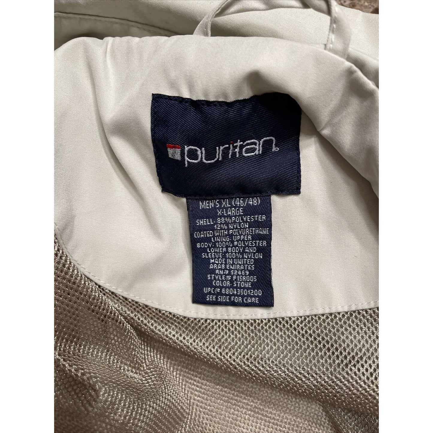 Men's Puritan XL cream ivory fill zip windbreaker jacket