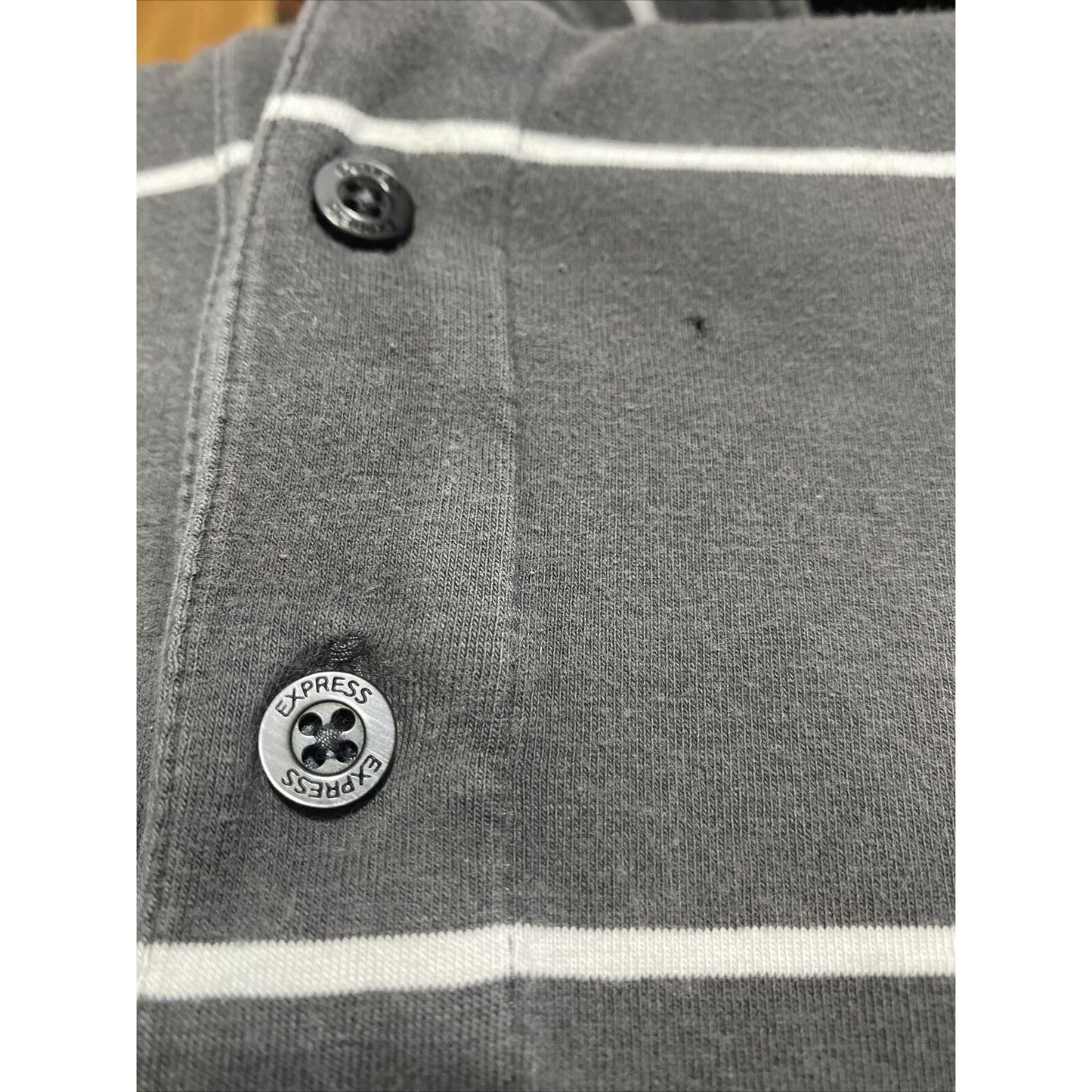 Express Design Studio Men’s Large Gray Stripes Cotton Stretch Polo Shirt