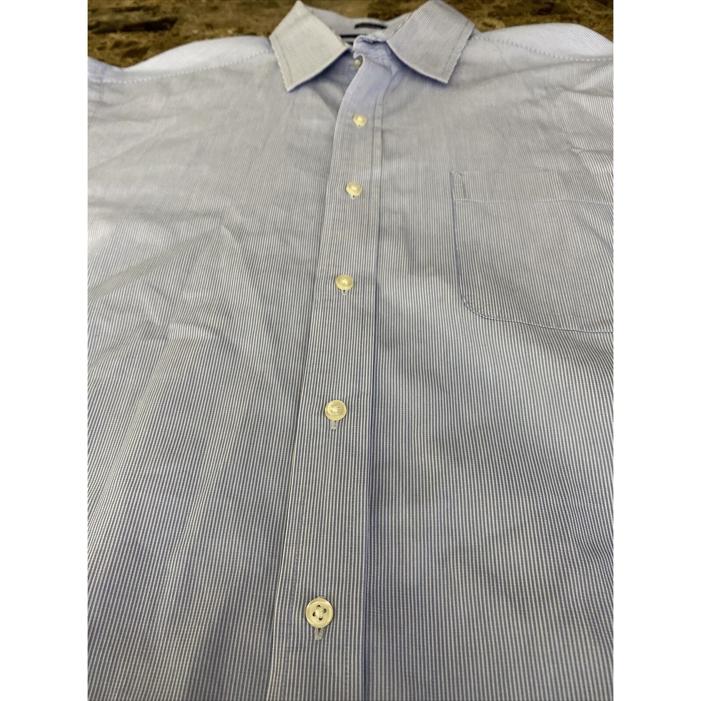 Tommy Hilfiger Men’s Size 16 Regular Fit Blue Stripes Button-down Long Sleeves