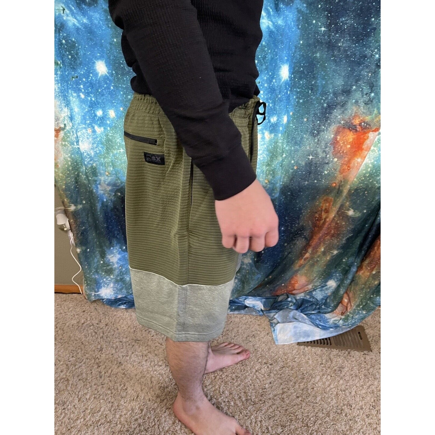 Michael Strahan Olive Green/gray Quick-Dri premium ultra fleece shorts XL