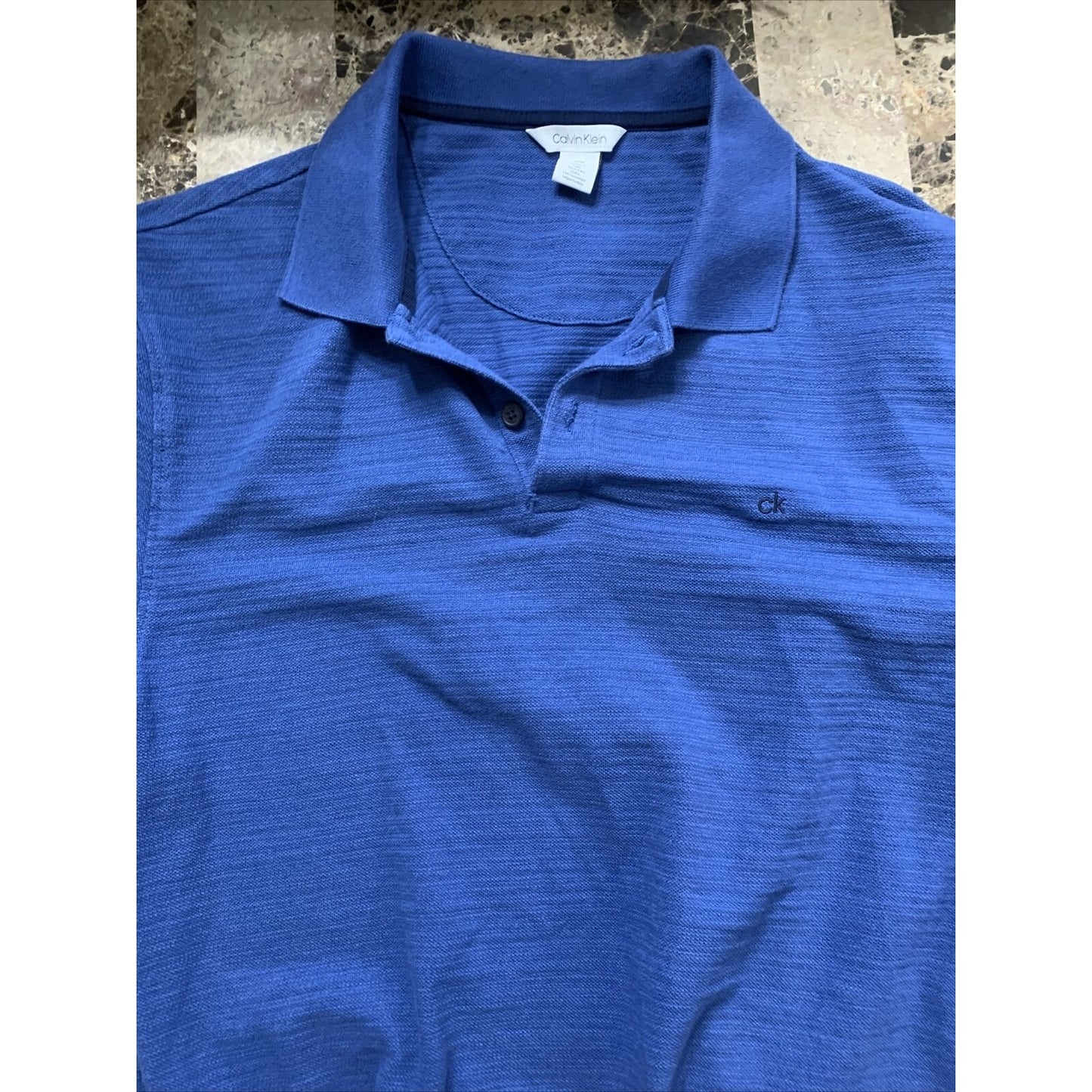 Calvin Klein Men Polo Shirt Blue Size Medium Knit Stretch