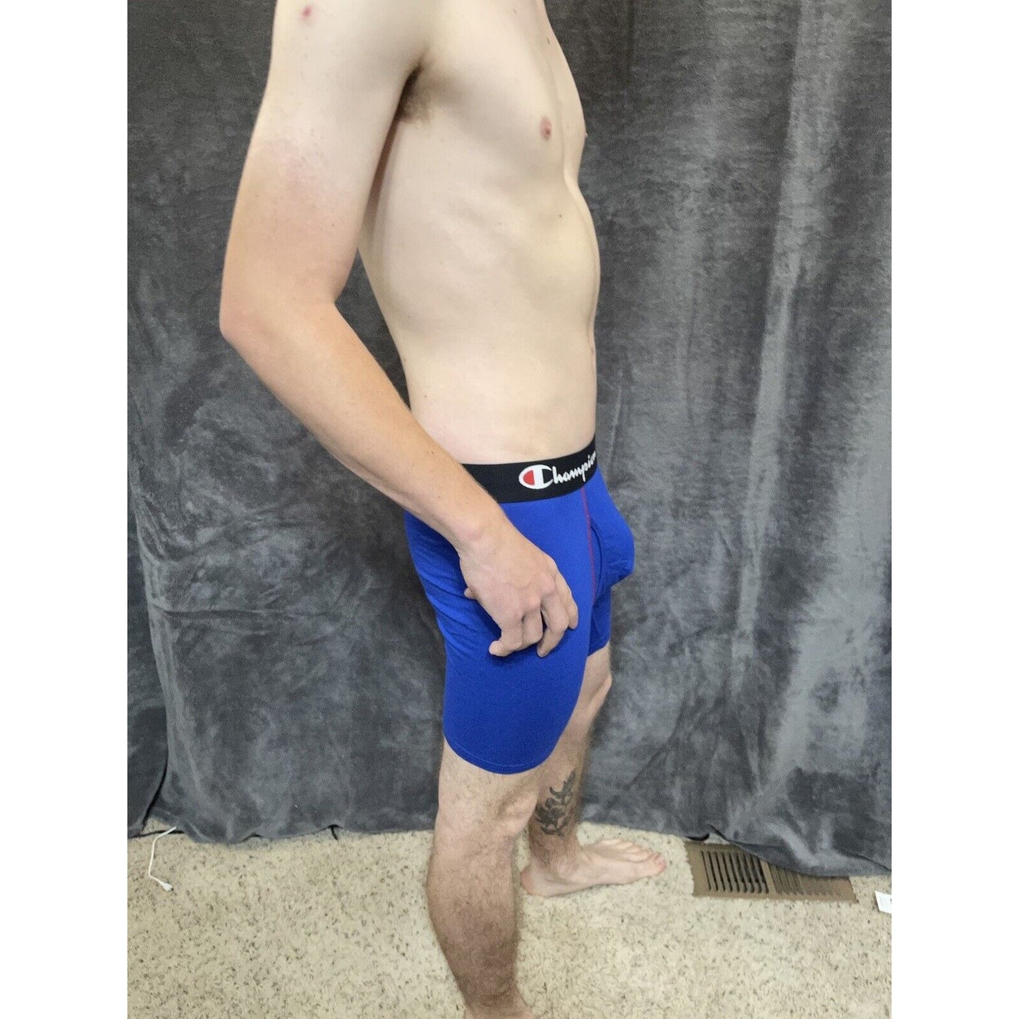 men's medium royal blue champion boxer brief 5% spandex