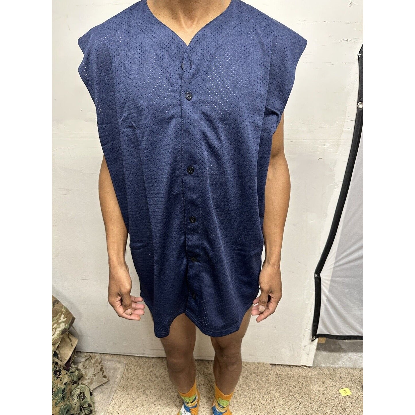 Men’s Large Dark Blue Team Basics Athletic Gear Jersey Mesh