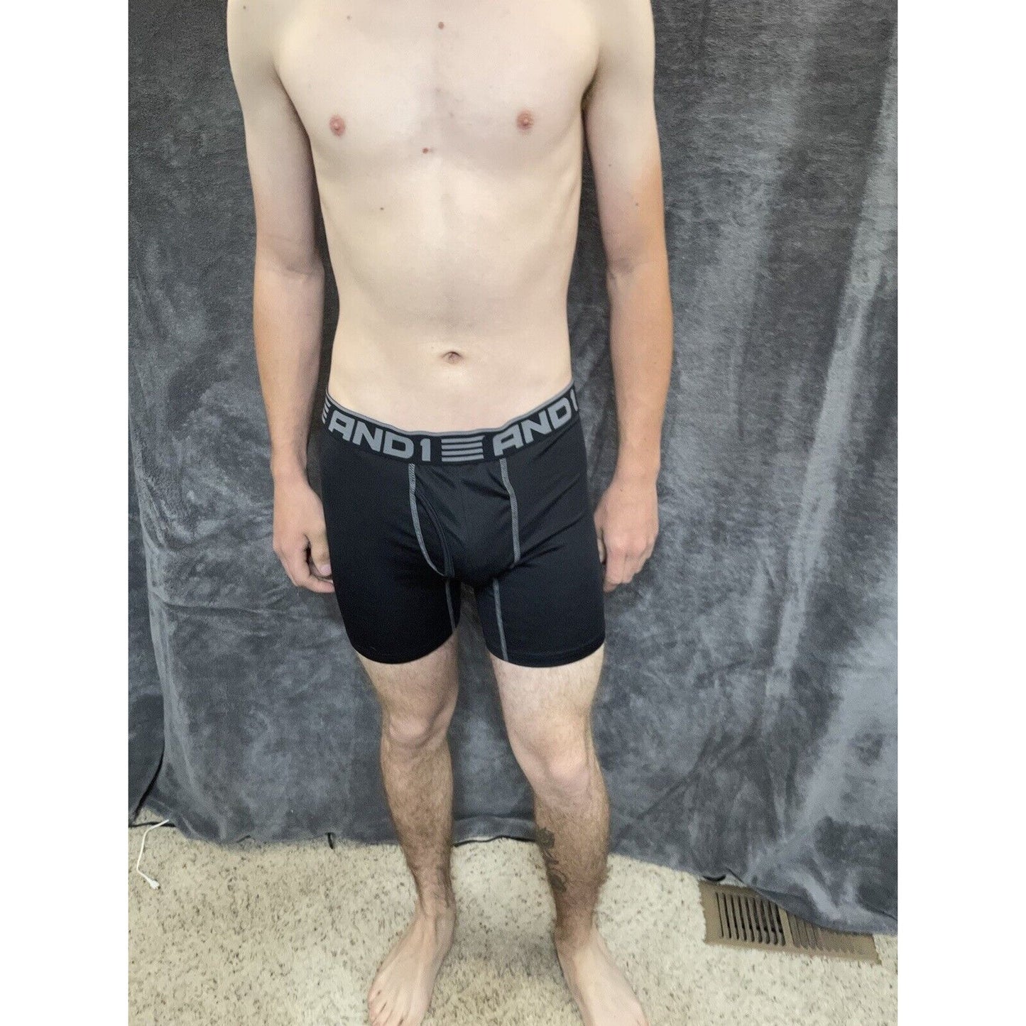 men's and1 medium black 10% spandex compression boxer brief