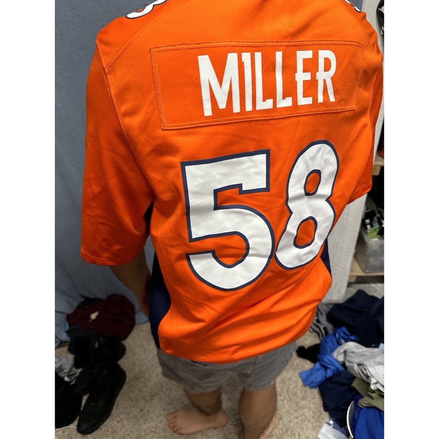 Men’s Denver Broncos Orange NFL Medium On Field Nike Football Jersey #58 Miller