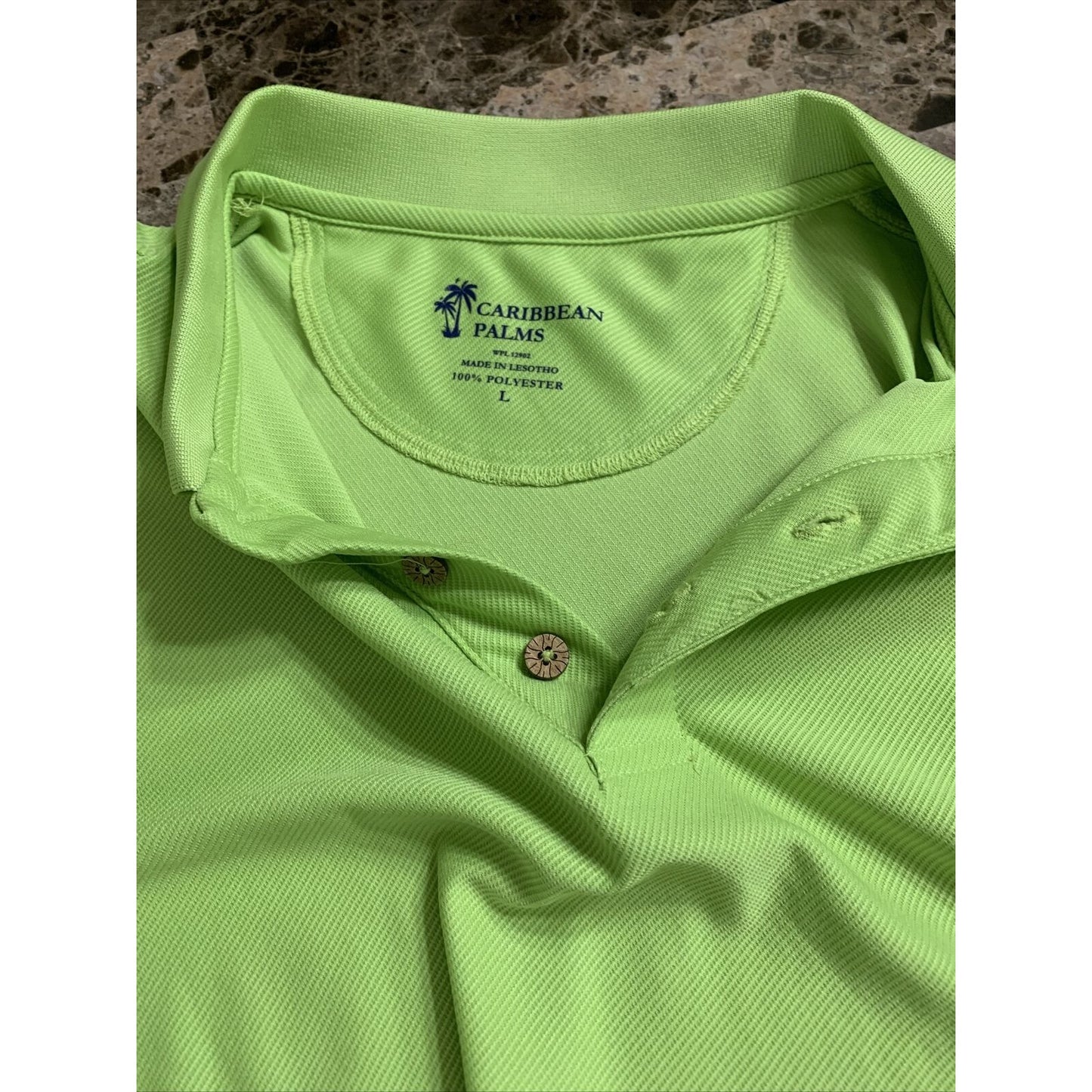 Men’s Large Lime Green Caribbean Palms Polo Shirt