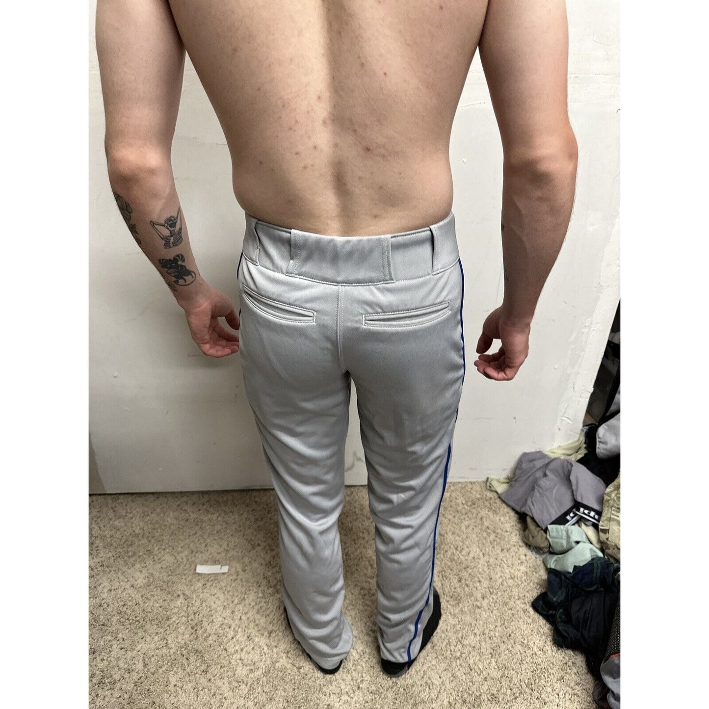 Men’s Gray Champro Adult Medium Baseball Pants With Blue Line