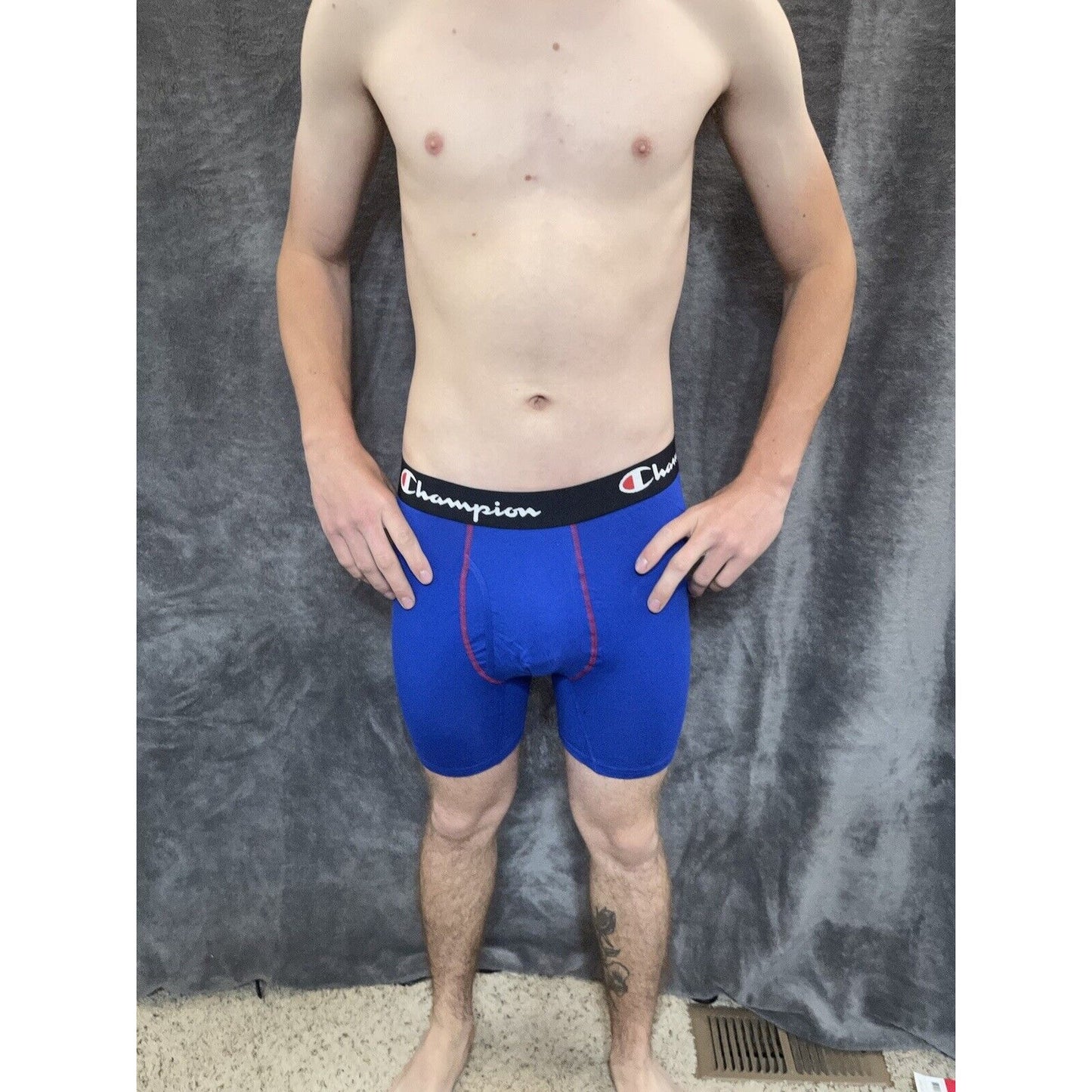 men's medium royal blue champion boxer brief 5% spandex