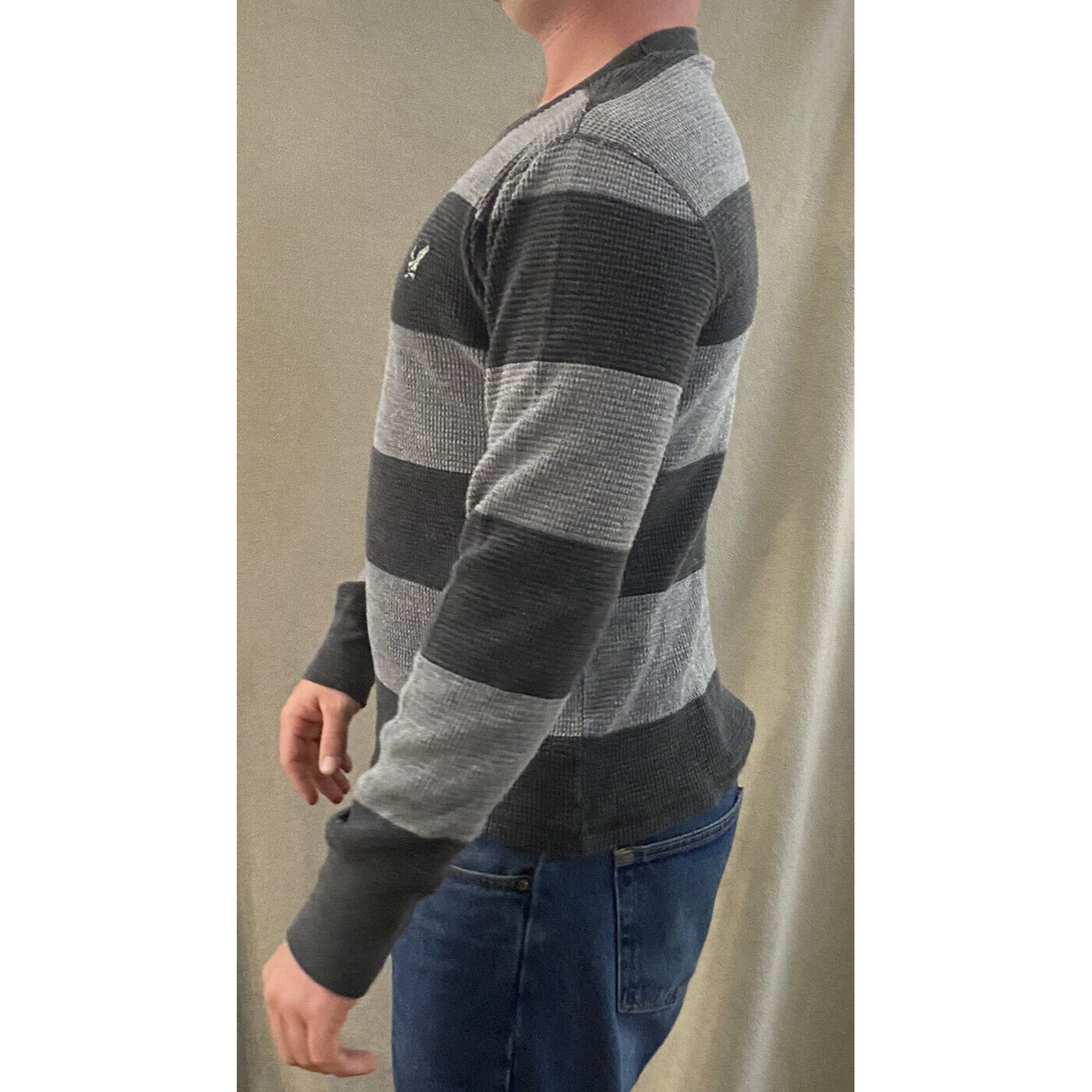 American Eagle Outfitters Vintage Fit Gray Stripes Men’s Large Cotton Pullover