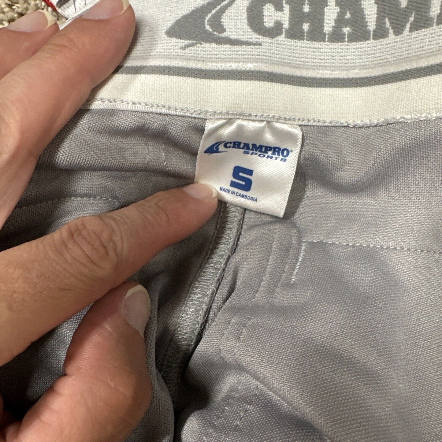 Men’s Chanmpro Adult Small Gray Baseball Pants Red Stripe
