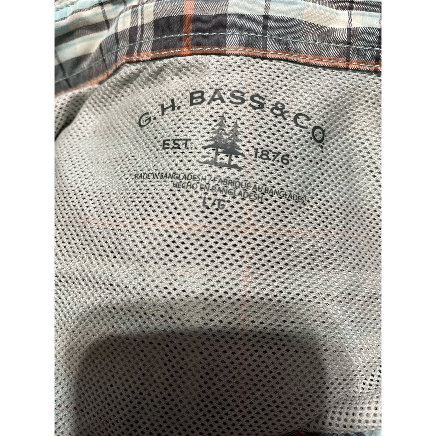 G.H. Bass & Co Mens Short Sleeve Blue / green Plaid Shirt Size L Large