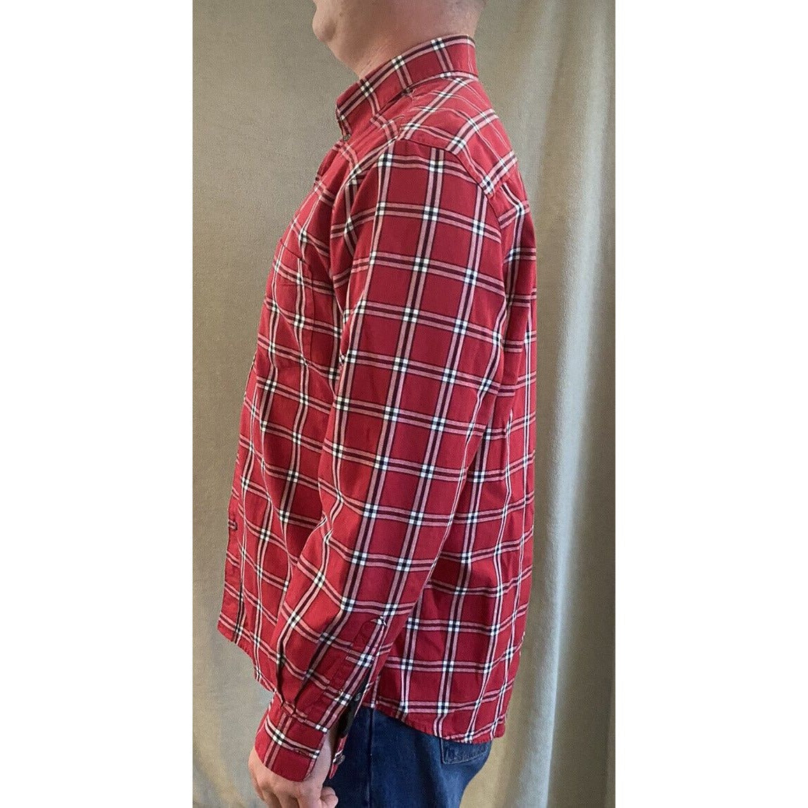Chaps Ralph Lauren Men’s Large Red Plaid Button-down Cotton Long Sleeves Shirt