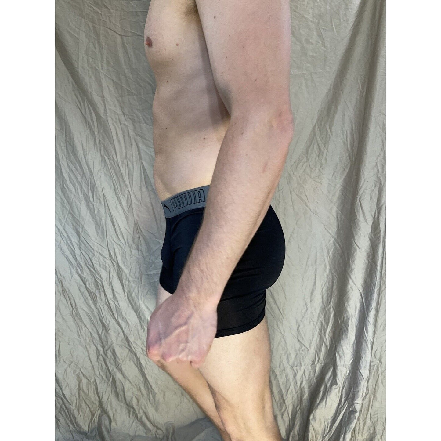 men's medium puma compression shorts black with gray band