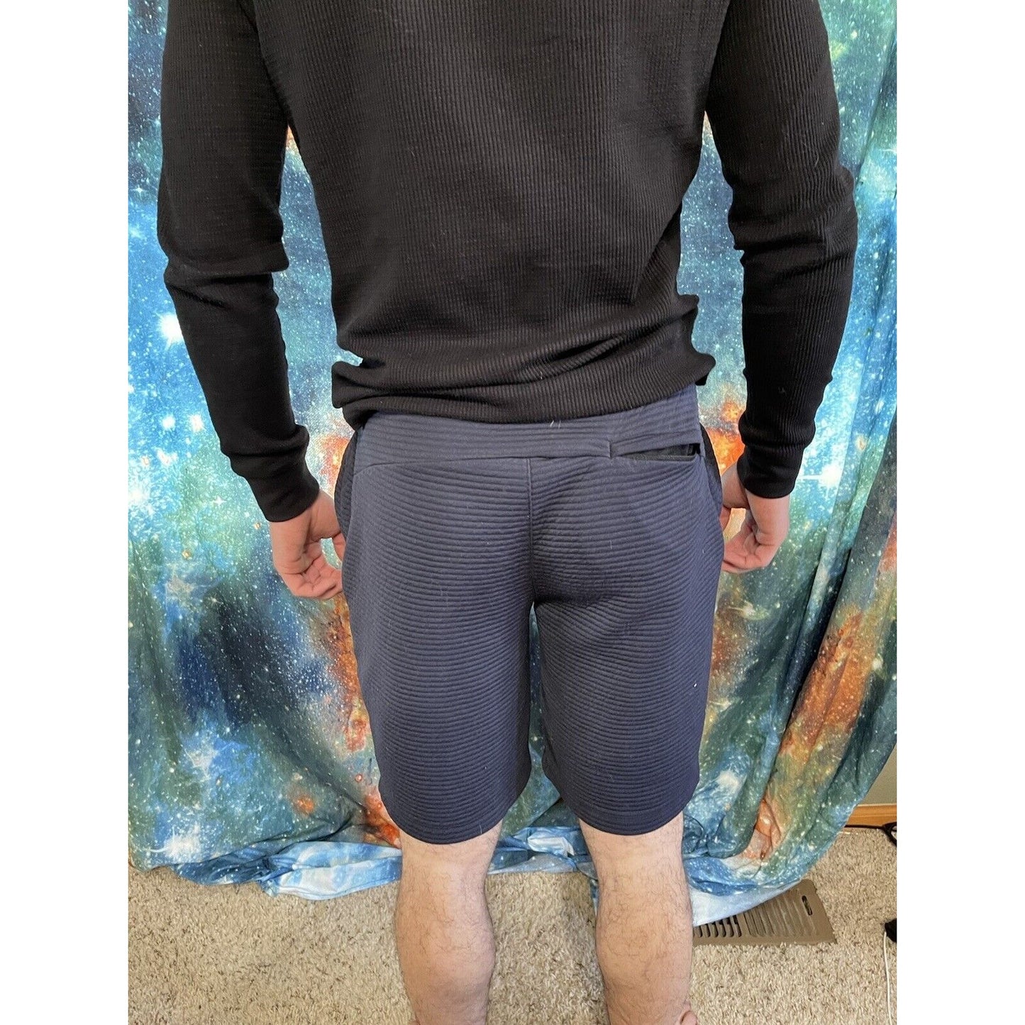 Michael Strahan Olive Dark Blue Quick-Dri premium ultra fleece shorts Medium