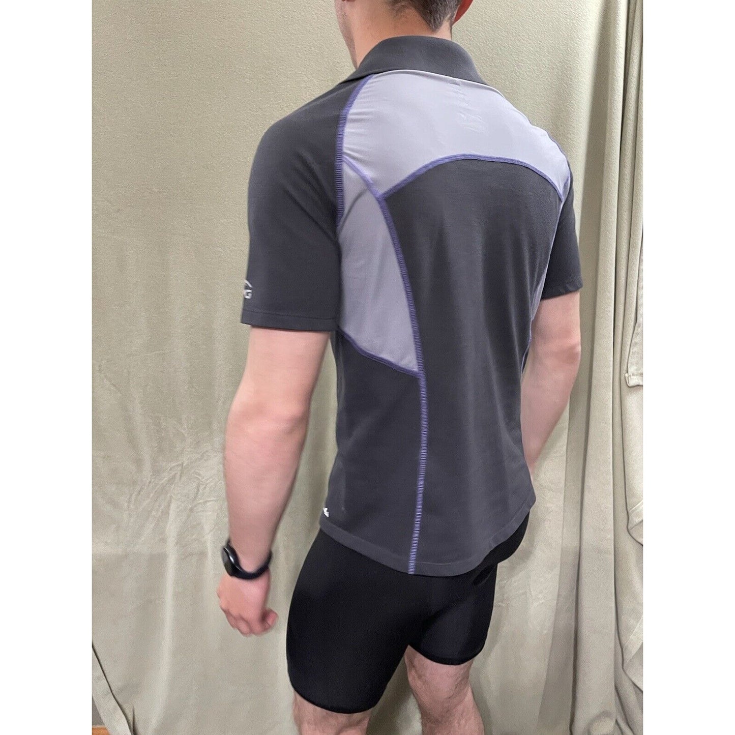 Cabela's XPG Medium Polo Shirt Top Short Sleeve Cool Phase Black Gray Purple