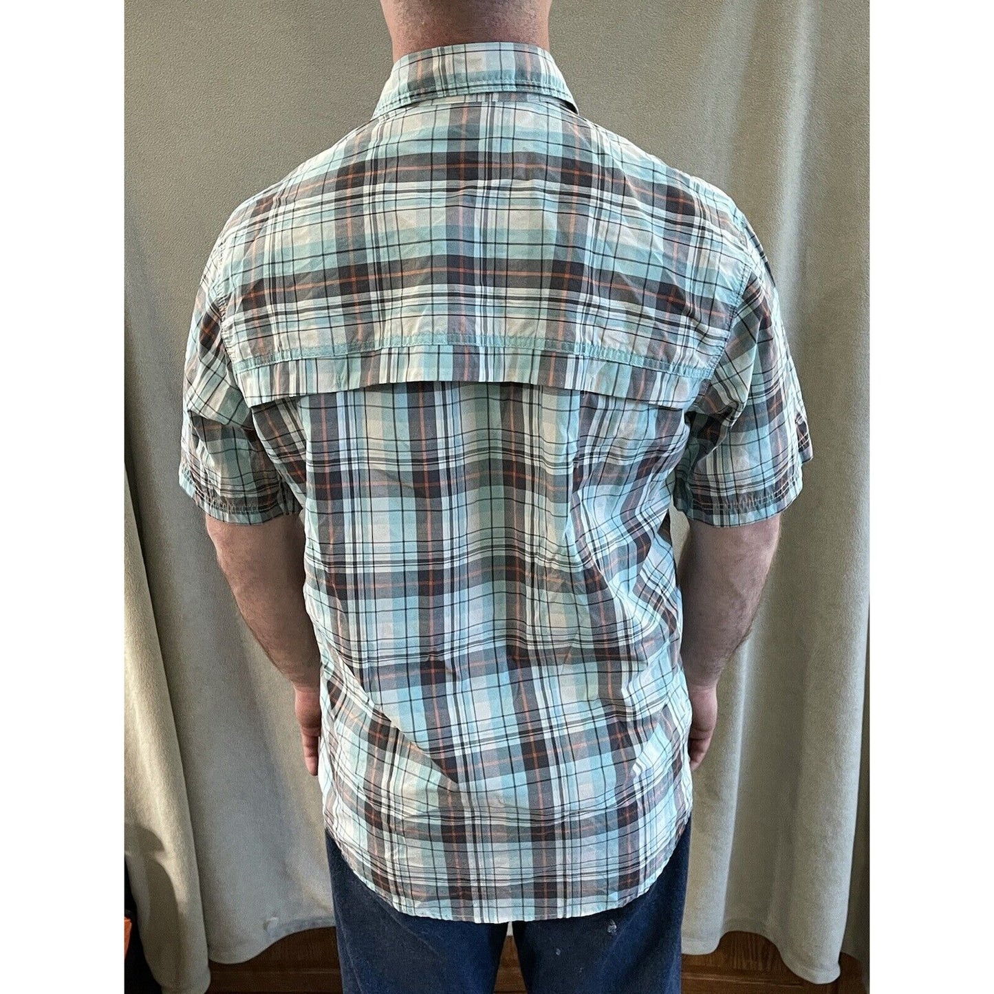 G.H. Bass & Co Mens Short Sleeve Blue / green Plaid Shirt Size L Large
