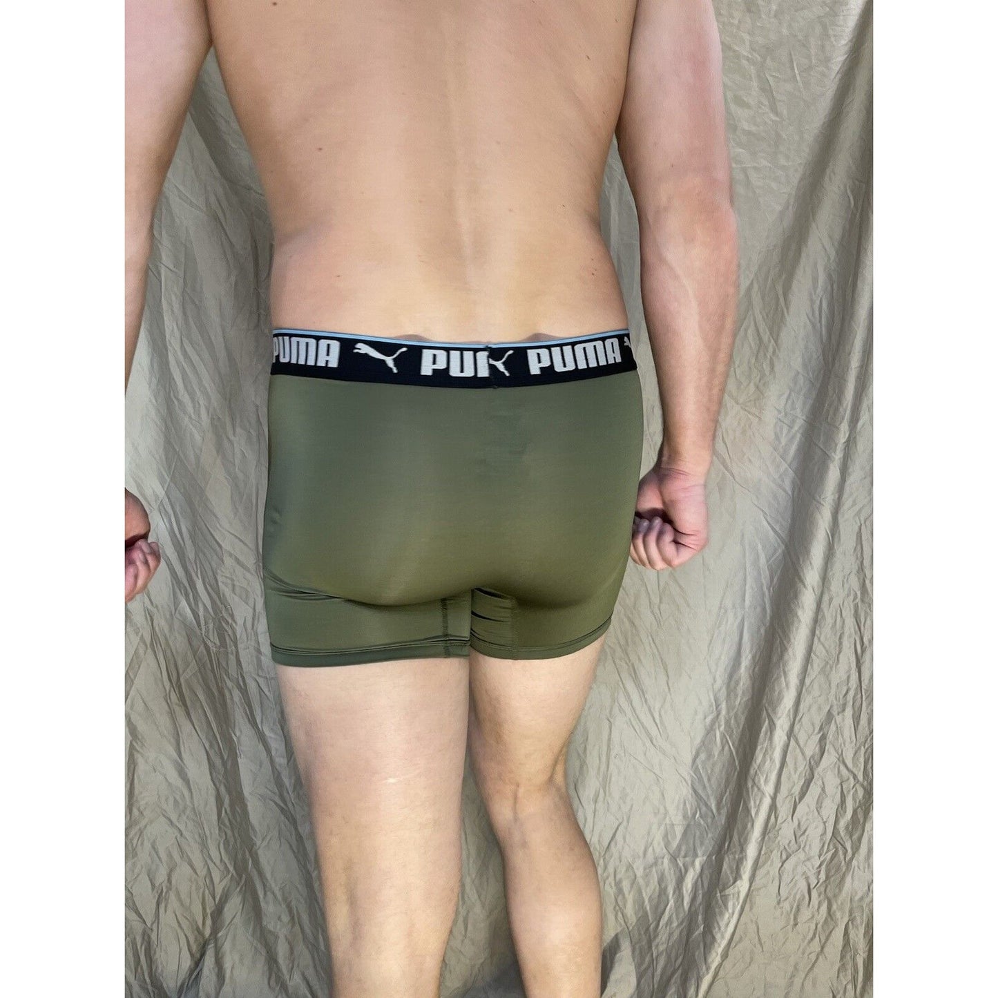 men's olive green puma compression boxer briefs Small