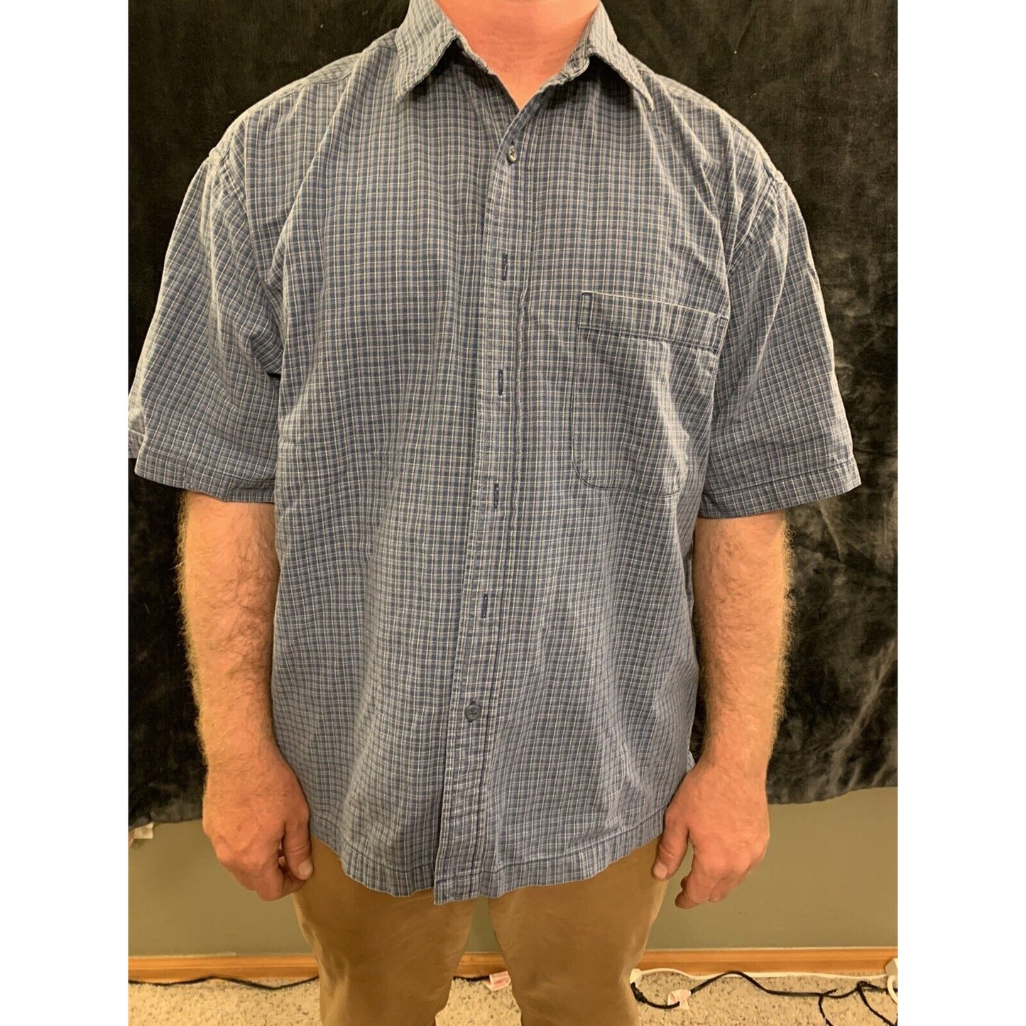 Eddie Bauer Checked Men’s Long Sleeve Button Down Dress Shirt Size Large
