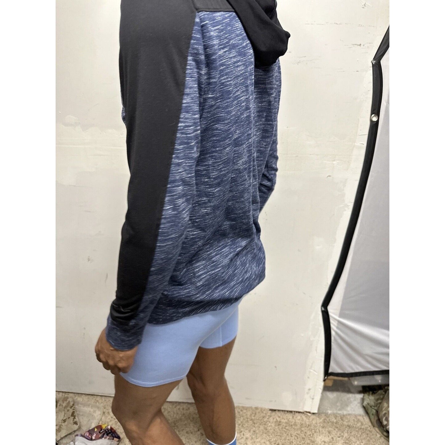 Men’s Blue And Black Boyfriend Hoodie Large Full Zip