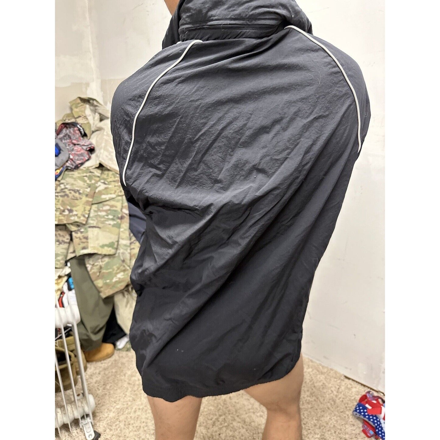 Adidas Men's Full Zip Hoodie Black /White Stripe